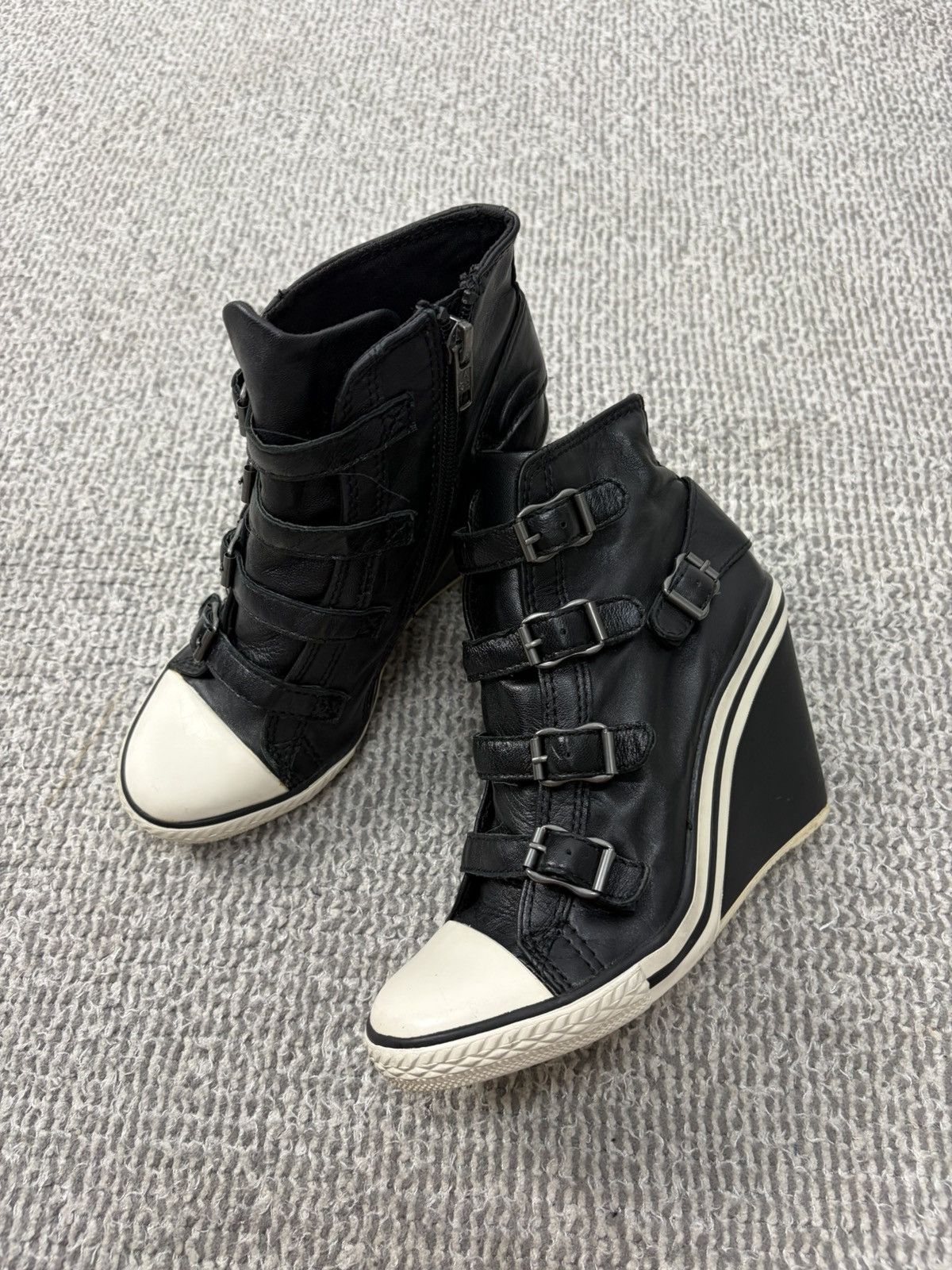 Ash Thelma Wedge Genial Buckled Leather Size 36
