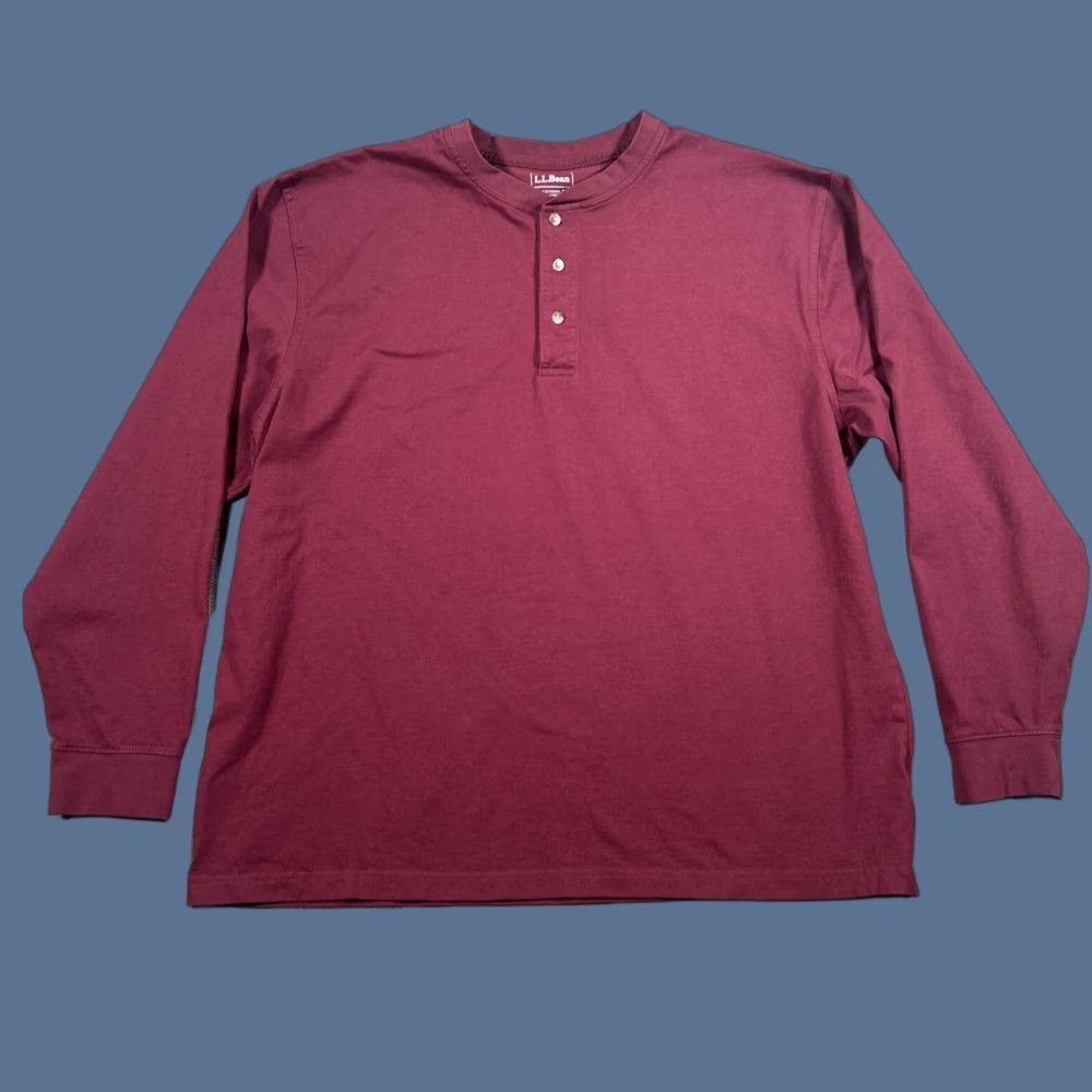 Vintage LL Bean Men's Long Sleeve Traditional Fit Maroon 1/4 Button Shirt XL Size US XL / EU 56 / 4 - 1 Thumbnail