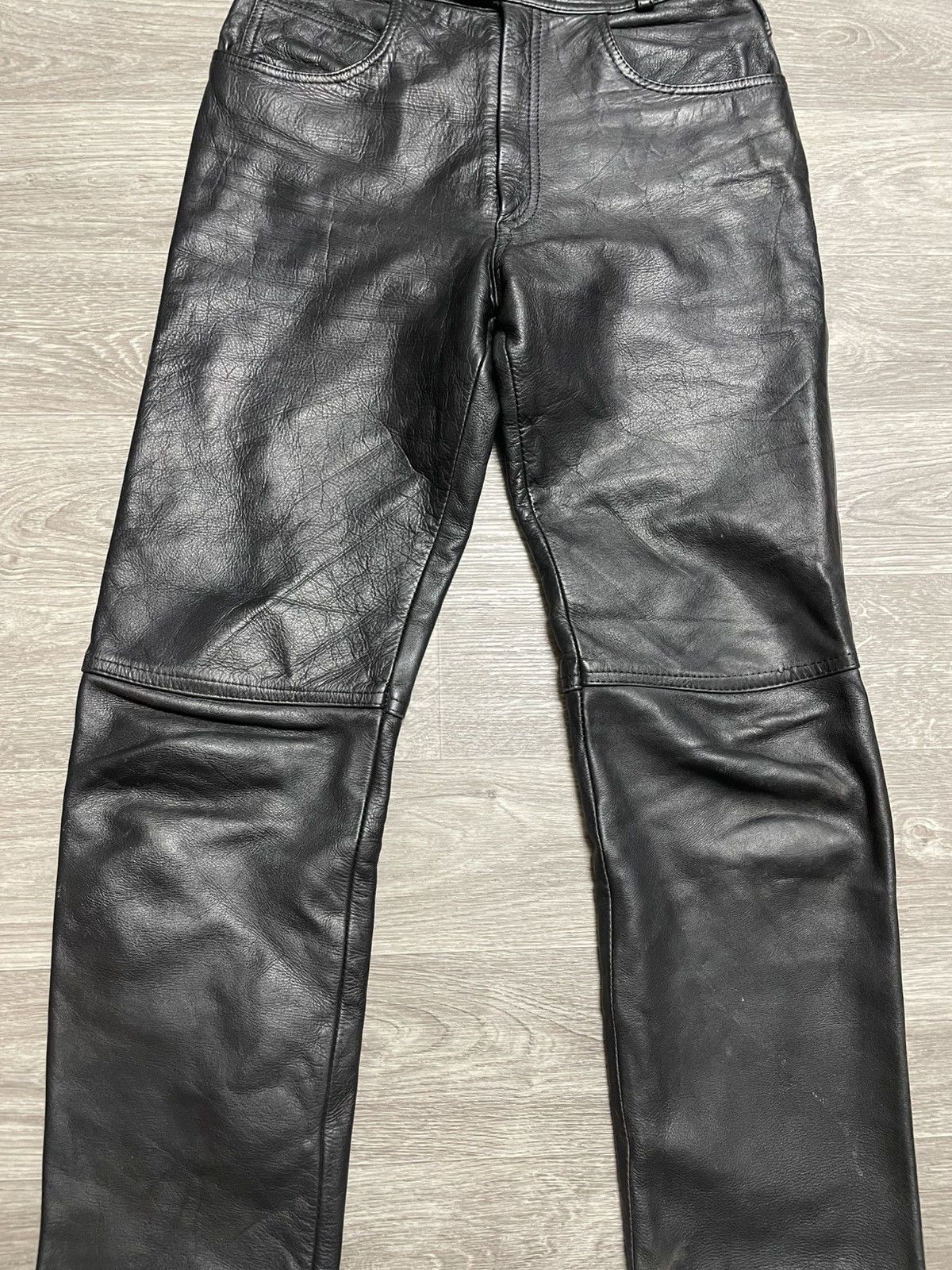 Genuine Leather Vintage Moto Real Leather Black Pants Size US 29 - 3 Thumbnail