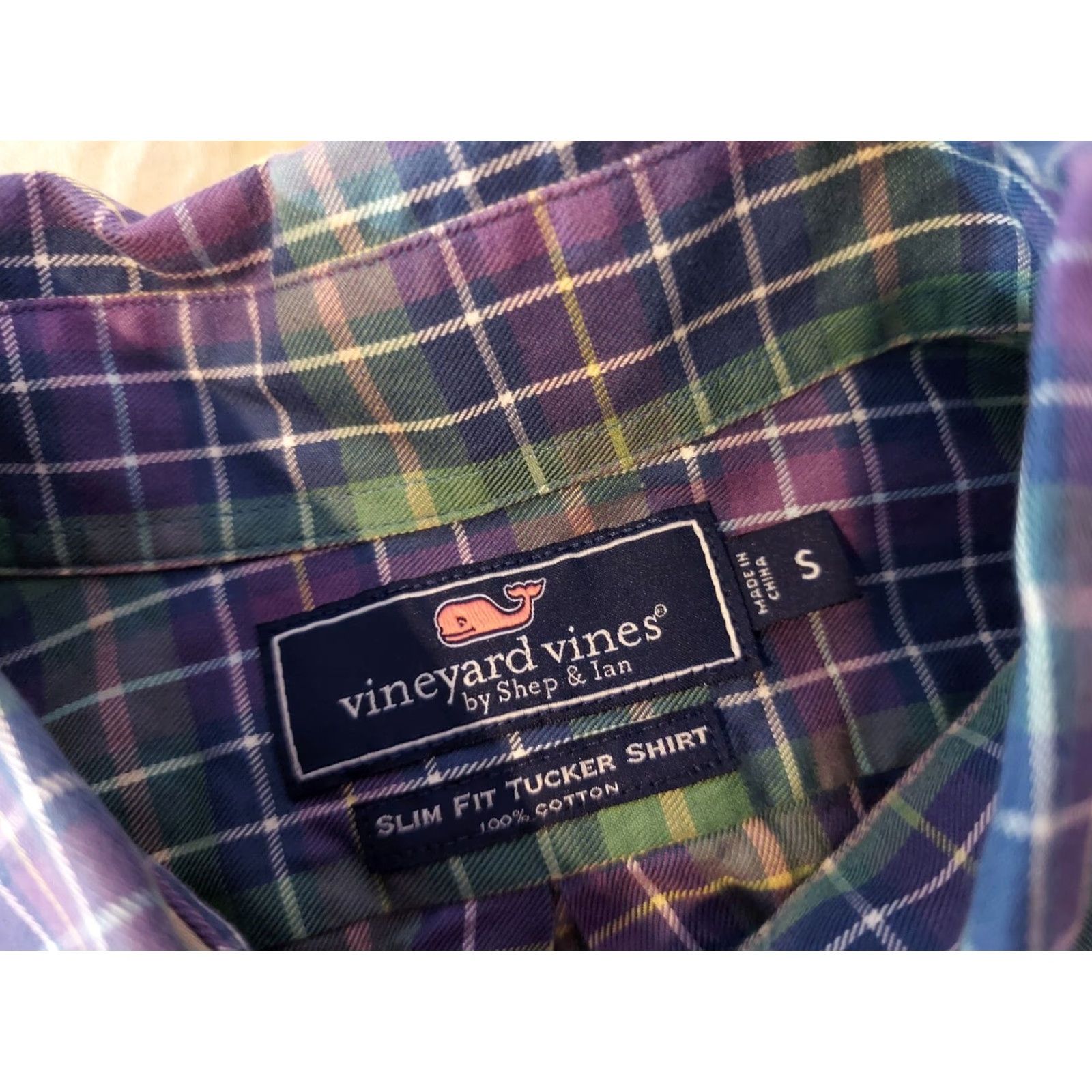 Vineyard Vines Vineyard Vines Shirt Plaid Button-Up Long Sleeve S Purple Cotton Mens Size 36R - 3 Thumbnail