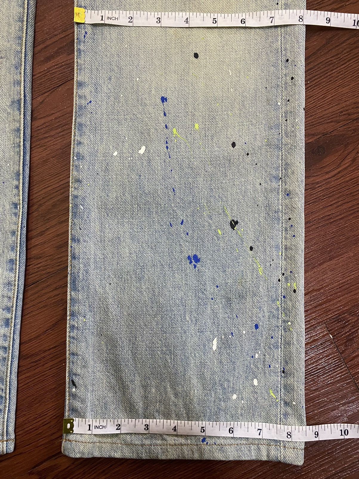If Six Was Nine Vintage Schlussel Snake Paint Splatter Thrash Flare Jeans Size US 33 - 20 Thumbnail