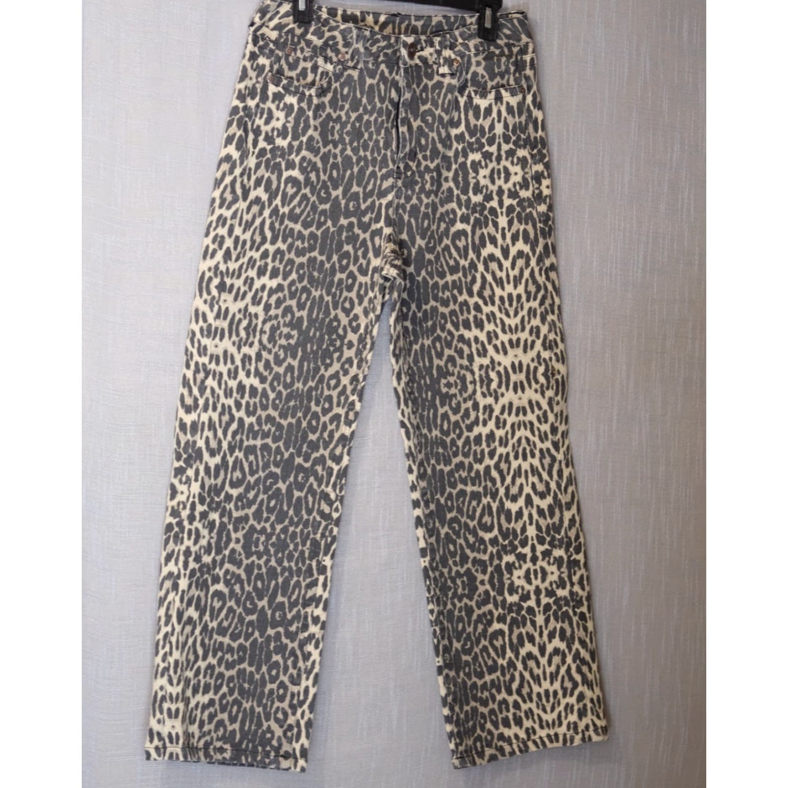 Vintage VINTAGE White Birch Jeans Animal Print Stretch Wide-Leg Womens 8 Beige/Black 29in Inseam 5-Pocket Denim Cotton/Spandex Womens Size 30" / US 8 / IT 44 - 2 Thumbnail
