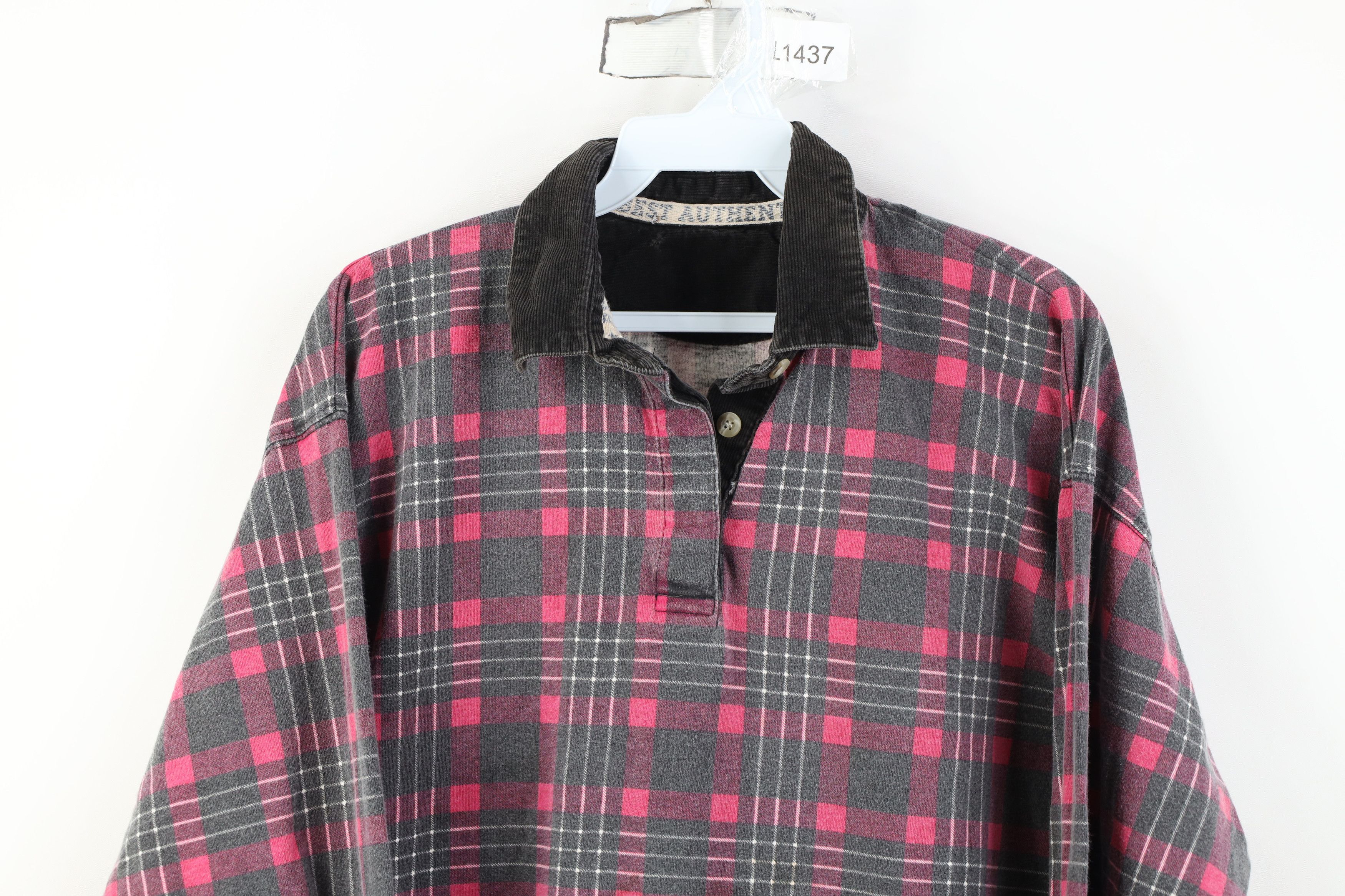Vintage Vintage 90s Streetwear Collar Long Sleeve Rugby Polo Plaid Size XL / US 12-14 / IT 48-50 - 2 Thumbnail