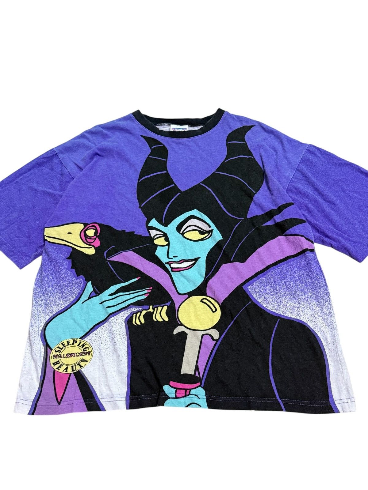 Disney × Vintage VINTAGE 90s MALEFICENT OVERPRINT TEE Size US XL / EU 56 / 4 - 2 Thumbnail