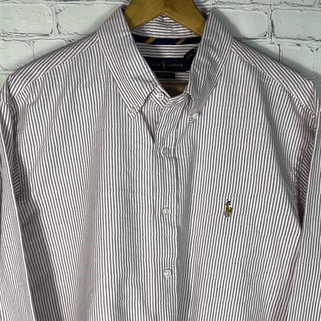 Ralph Lauren Ralph Lauren Shirt XL Red Striped Cotton Long Sleeve Custom Fit Color Pony Button-Up Mens Size US XL / EU 56 / 4 - 2 Thumbnail