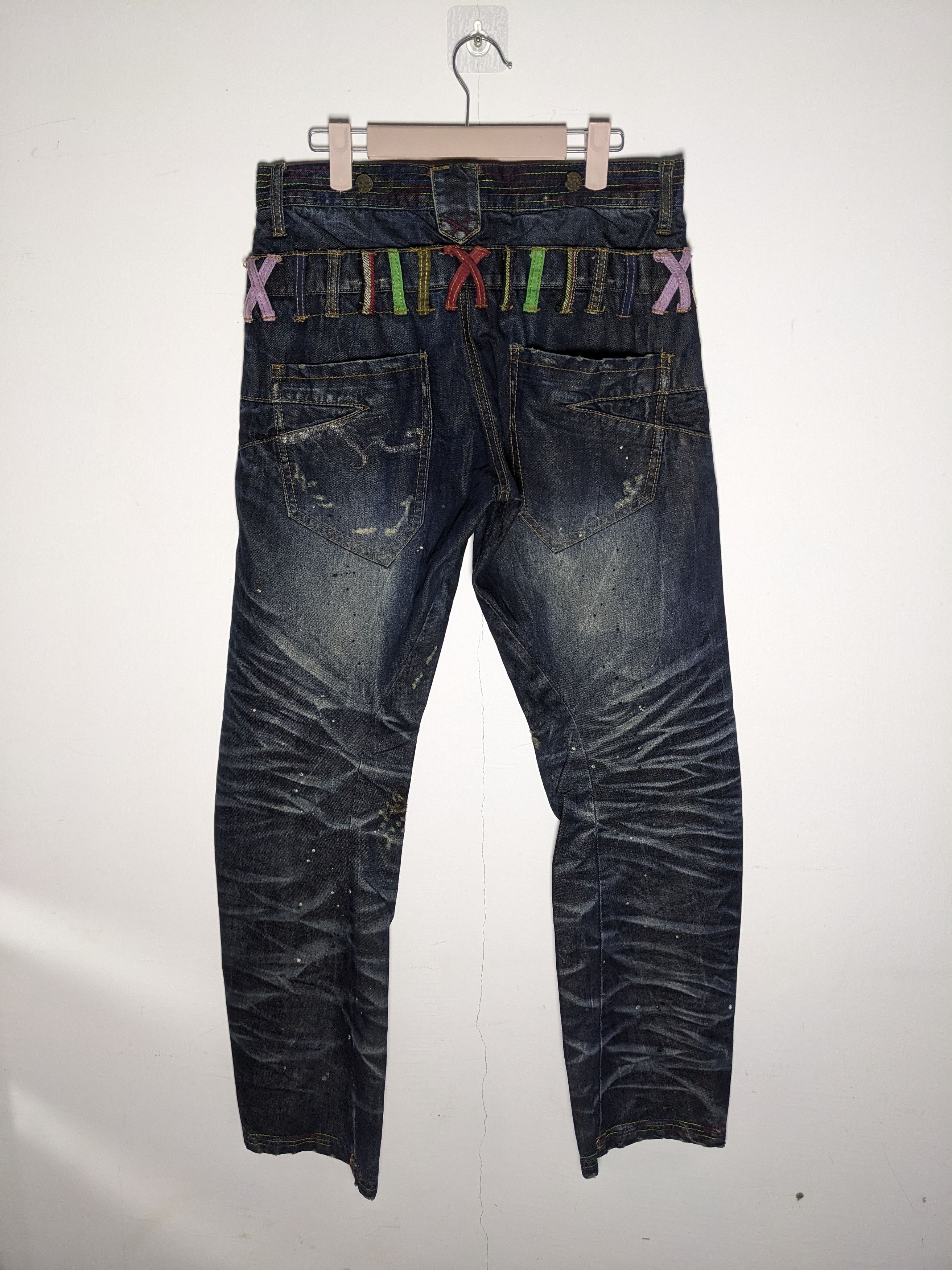 Japanese Brand Joneaa Double Waisted Distressed Twisted Denim Jeans Size US 32 / EU 48 - 2 Thumbnail