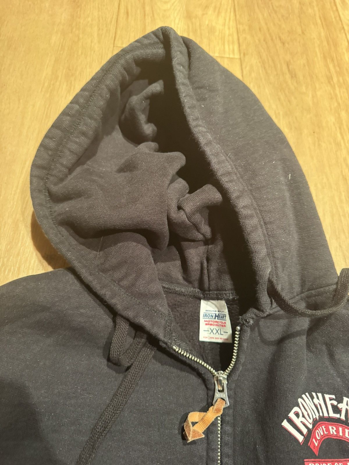 Iron Heart 14oz Ultra Heavyweight Loopwheel Cotton Zip Up Hoodie - Blk Size US XXL / EU 58 / 5 - 4 Thumbnail