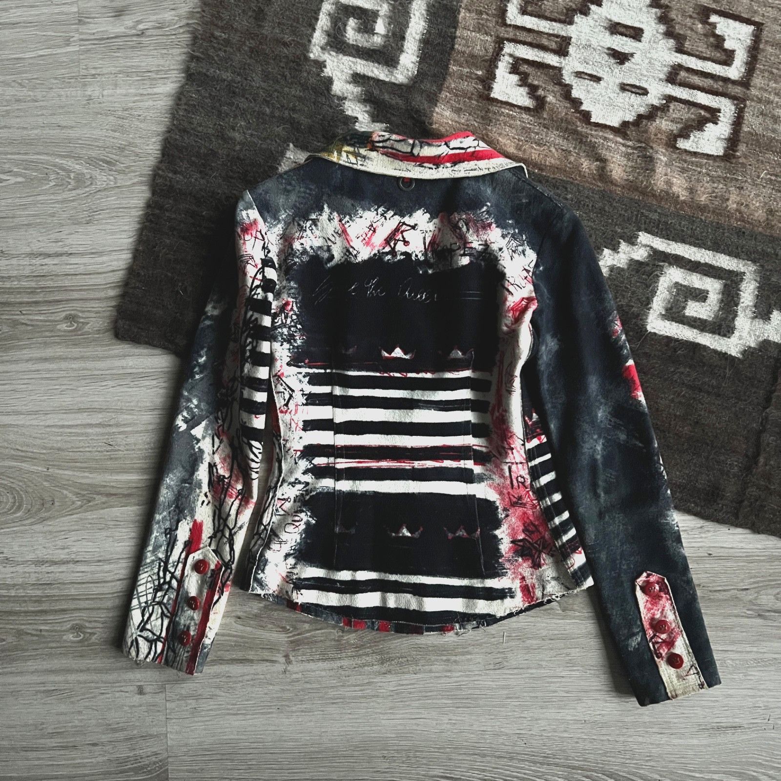 Other Save The Queen Y2K Printed Punk Blazer Jacket 9724AC Size XS / US 0-2 / IT 36-38 - 10 Thumbnail