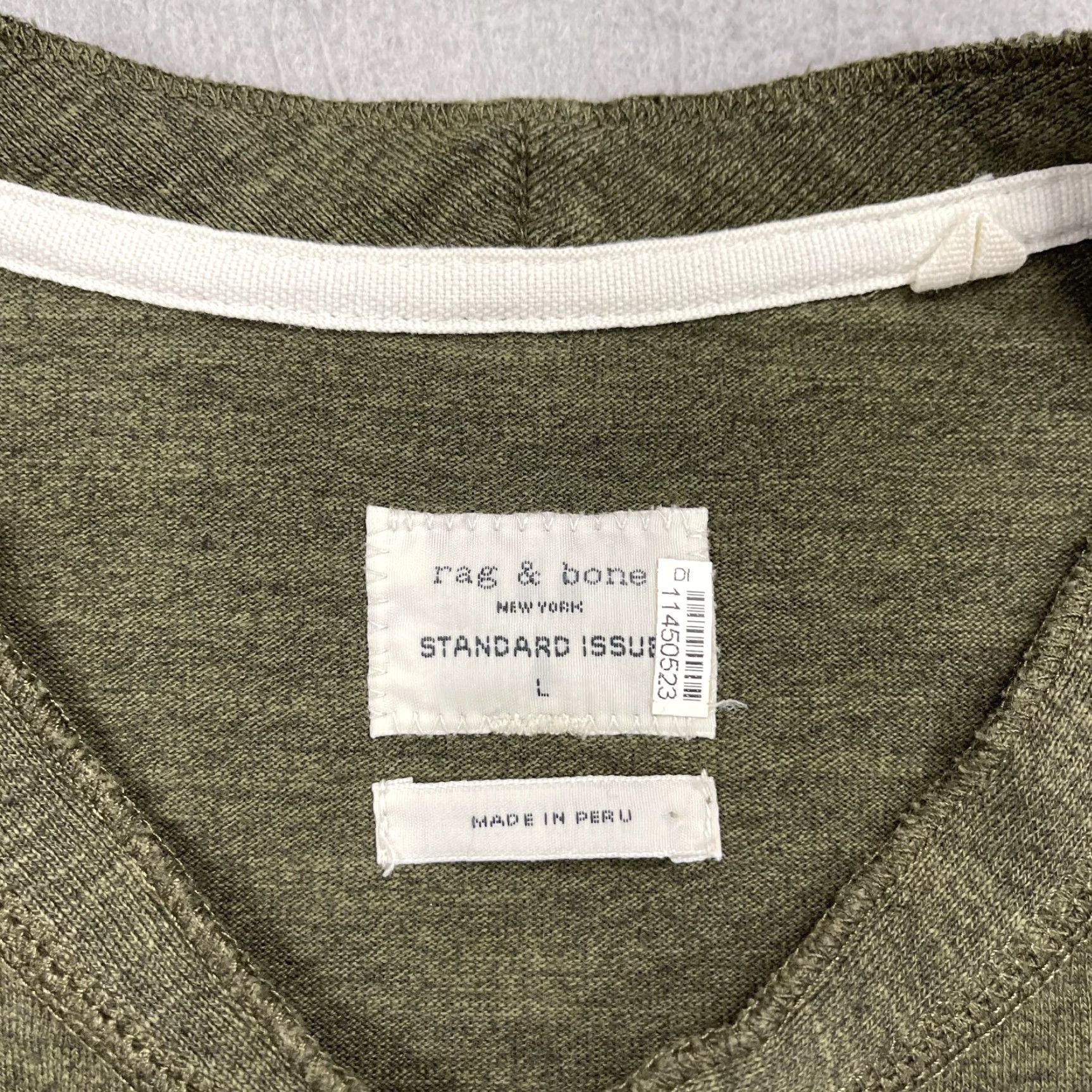 Rag & Bone Rag & Bone Shirt Mens L Green Cotton Henley Tee Long Sleeve Standard Issue Size US L / EU 52-54 / 3 - 3 Thumbnail