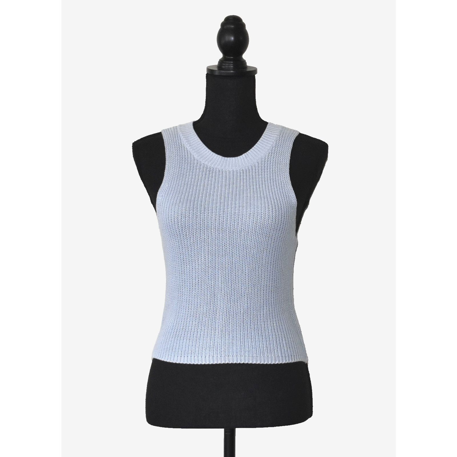 Reformation REFORMATION Light Blue Linen Blend Knit Vest Tank Top Size S Size S / US 4 / IT 40 - 1 Thumbnail