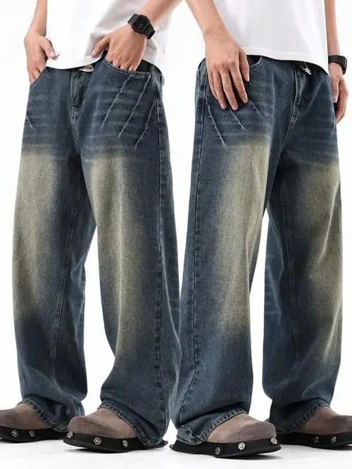Jean Washed RETRO vintage 90s denim jeans Size US 34 / EU 50 - 3 Thumbnail