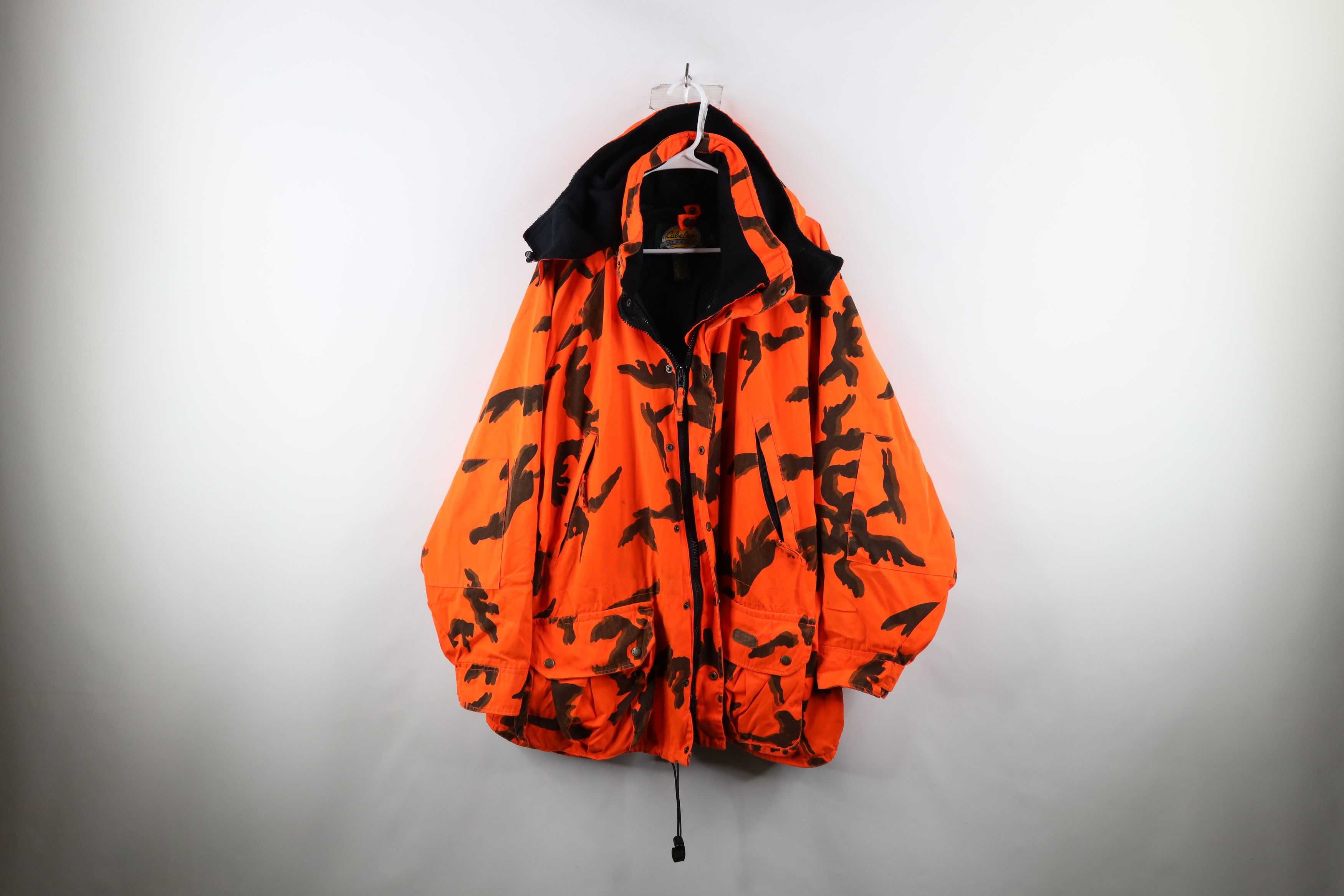 Vintage Vintage 90s Cabelas Orange Camouflage Hooded Parka Jacket | Grailed