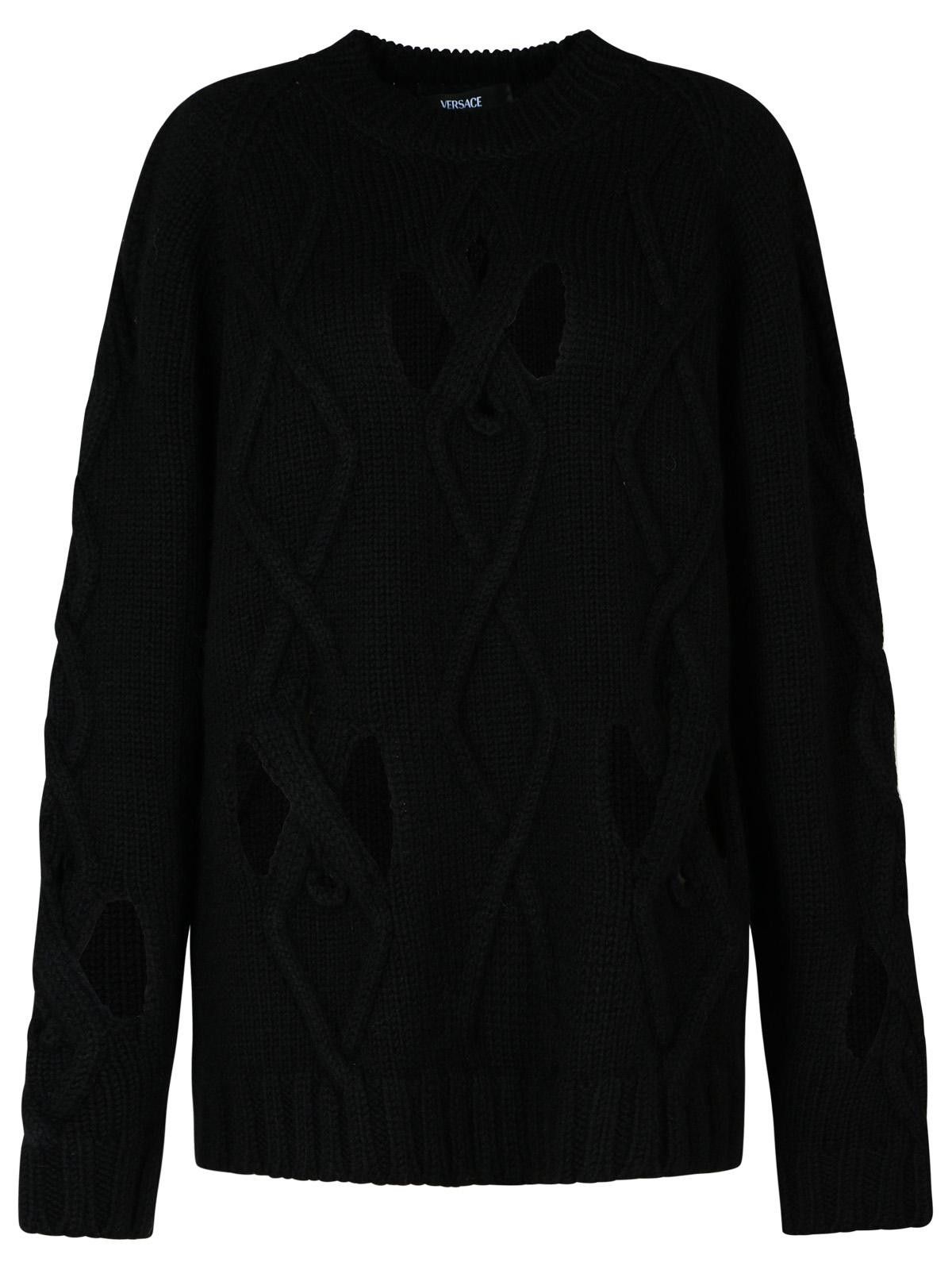 Versace VERSACE Black Wool Blend Sweater Size US M / EU 48-50 / 2 - 1 Thumbnail