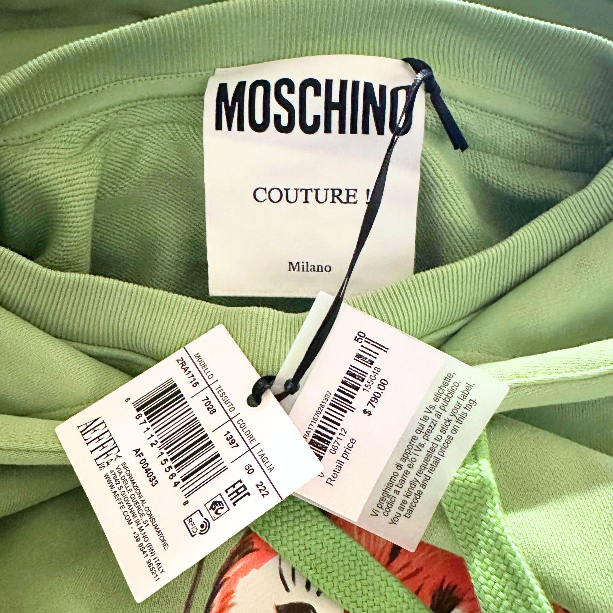 Moschino Moschino Bright Green Tiger Graphic Hoodie With Drawstring Size US L / EU 52-54 / 3 - 5 Thumbnail