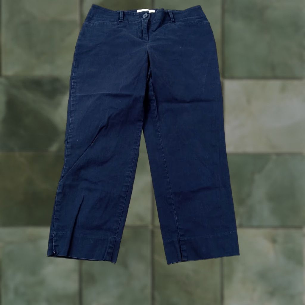 Talbots Talbots Womens Petite Blue Stretch Crop Straight Leg Pants 4P 28x21 Extra Large XL Size 28" / US 6 / IT 42 - 1 Thumbnail