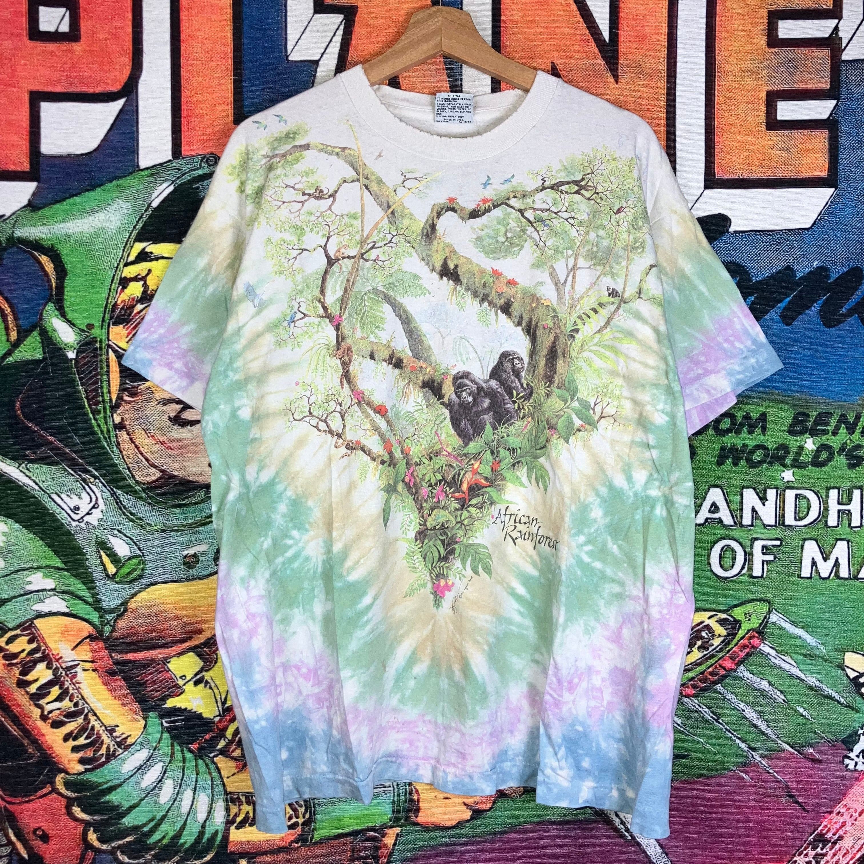Liquid Blue × Vintage Vintage 90s Liquid Blue African Rain Forest AOP Tie Dye Grap Size US XL / EU 56 / 4 - 1 Thumbnail