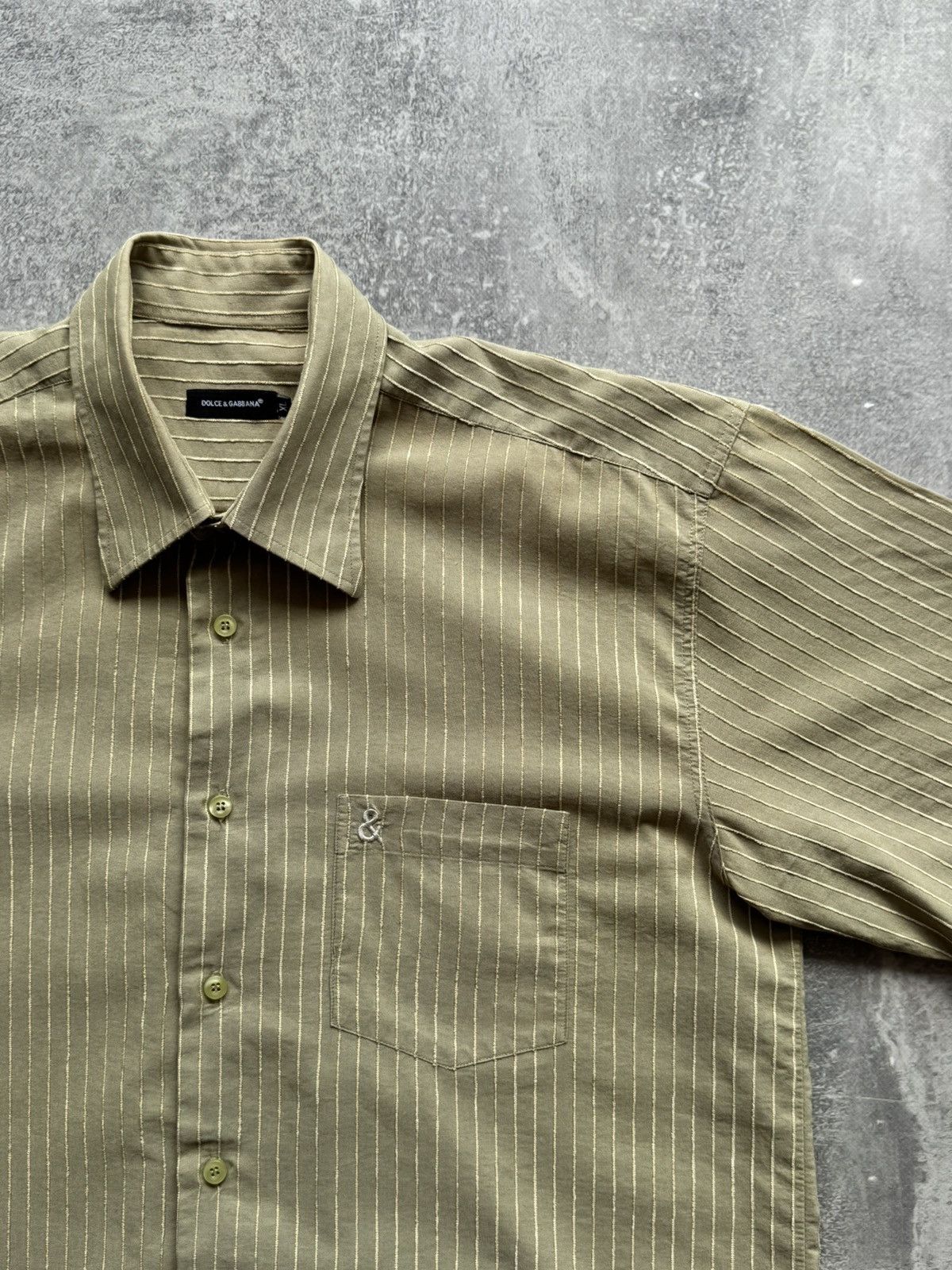Dolce & Gabbana Vtg Dolce&Gabbana Velour Striped Shorts Sleeve Button Shirt Size US XL / EU 56 / 4 - 2 Thumbnail