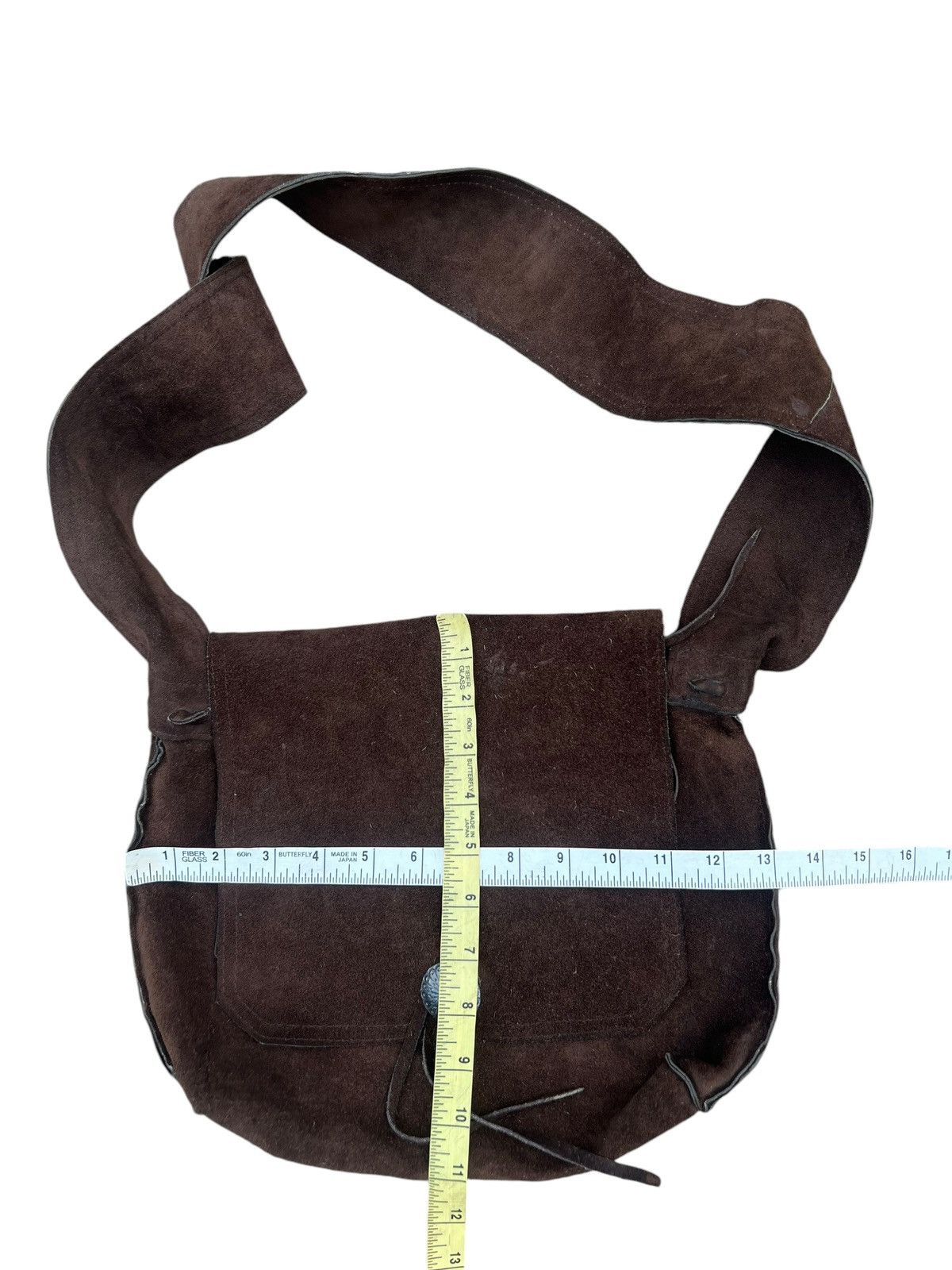Japanese Brand Vintage Unknown Japan Brand Brown Suede Leather Bag Size ONE SIZE - 25 Thumbnail