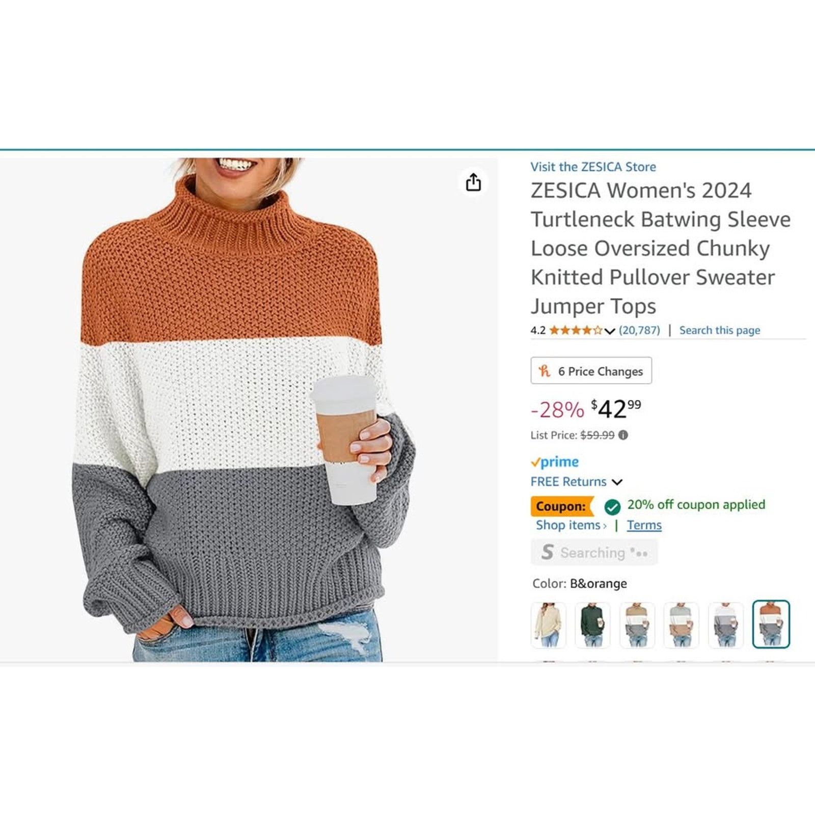 The Unbranded Brand Turtleneck Batwing Sleeve Oversized Knitted Pullover SMALL Size S / US 4 / IT 40 - 1 Thumbnail