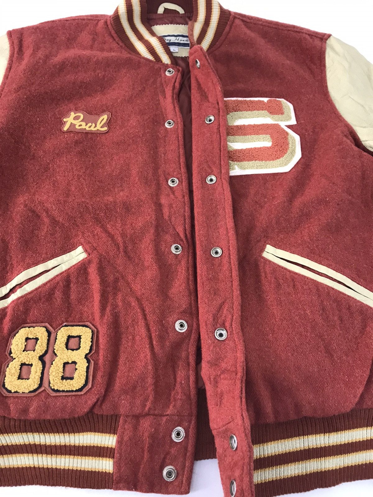 Vintage Dog House Simple Varsity Jacket Checked Leather Sleeve Size US L / EU 52-54 / 3 - 4 Thumbnail