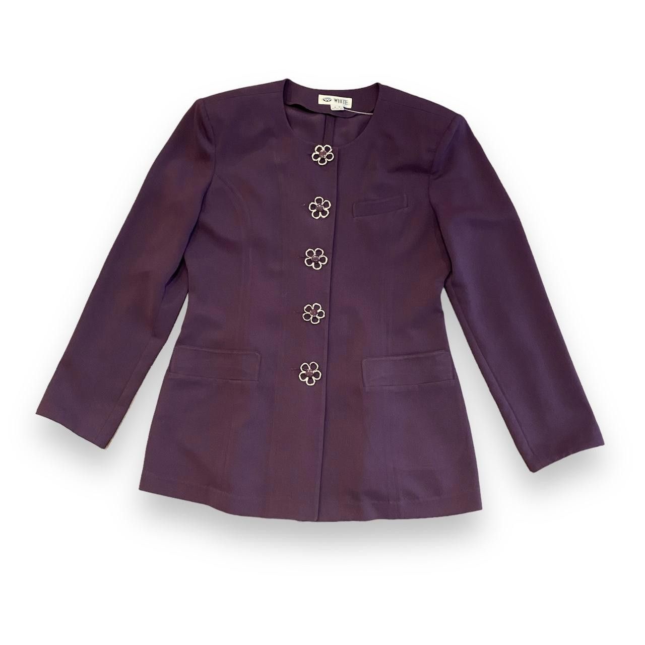 Designer Purple Plum Flower Button Blazer Size M / US 6-8 / IT 42-44 - 1 Thumbnail