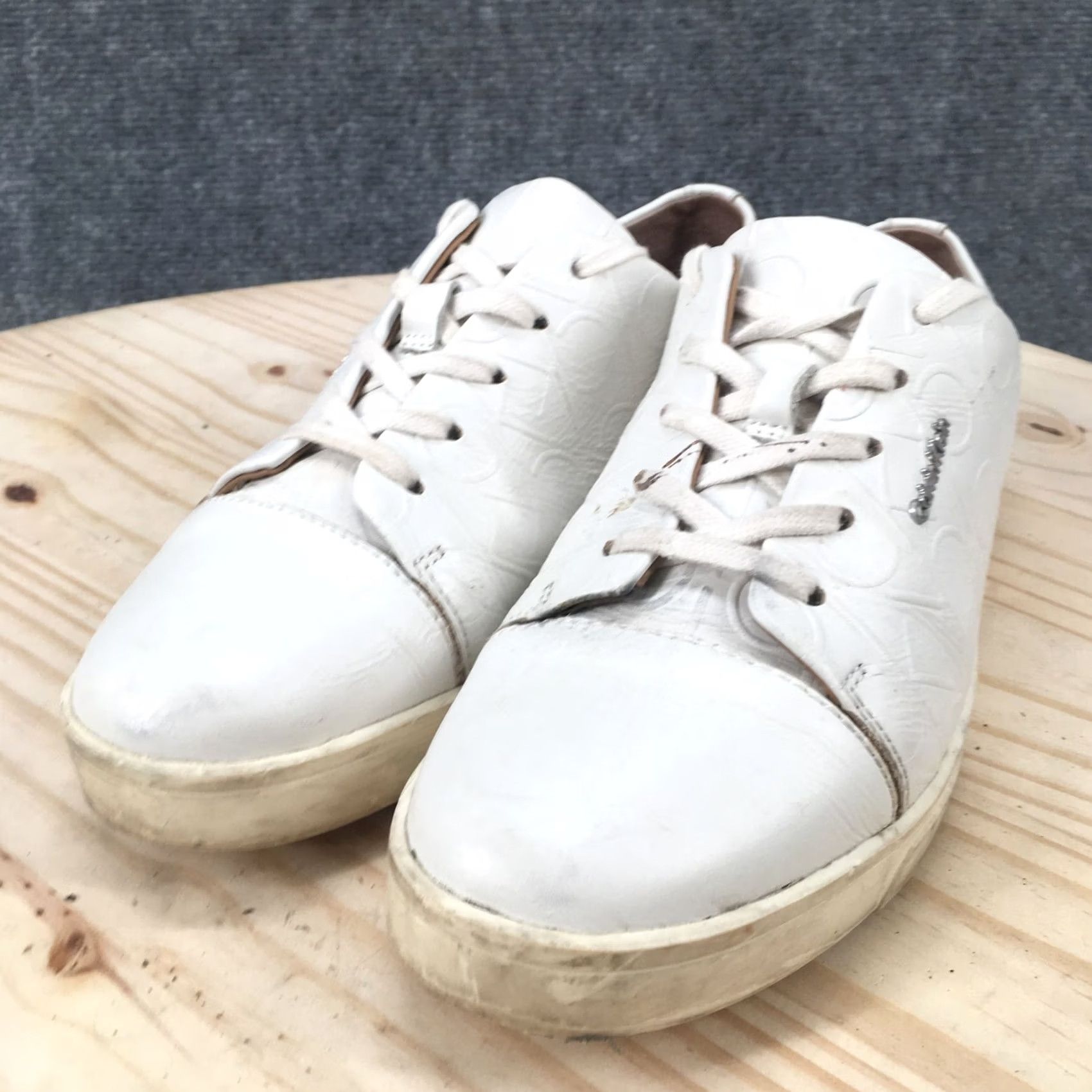 Calvin Klein Calvin Klein Shoes Womens 8.5 Imilia Low Top Lace Up Sneakers White Faux Leather Sneaker Casual Womens Size M / US 6-8 / IT 42-44 - 6 Thumbnail