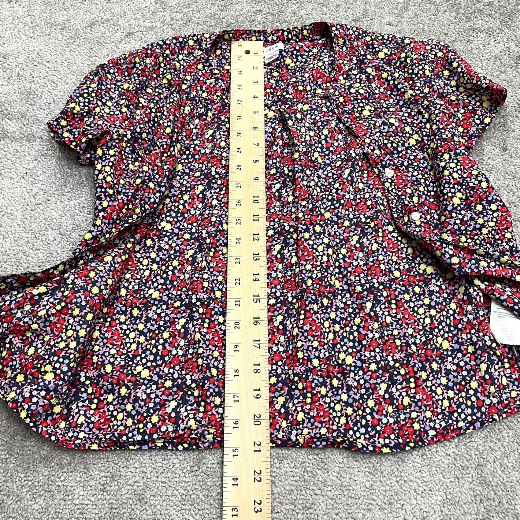J.Crew J.CREW Blouse Womens XS Multicolor Floral Puff Sleeve Button Down Casual Cotton Top Size XS / US 0-2 / IT 36-38 - 7 Thumbnail