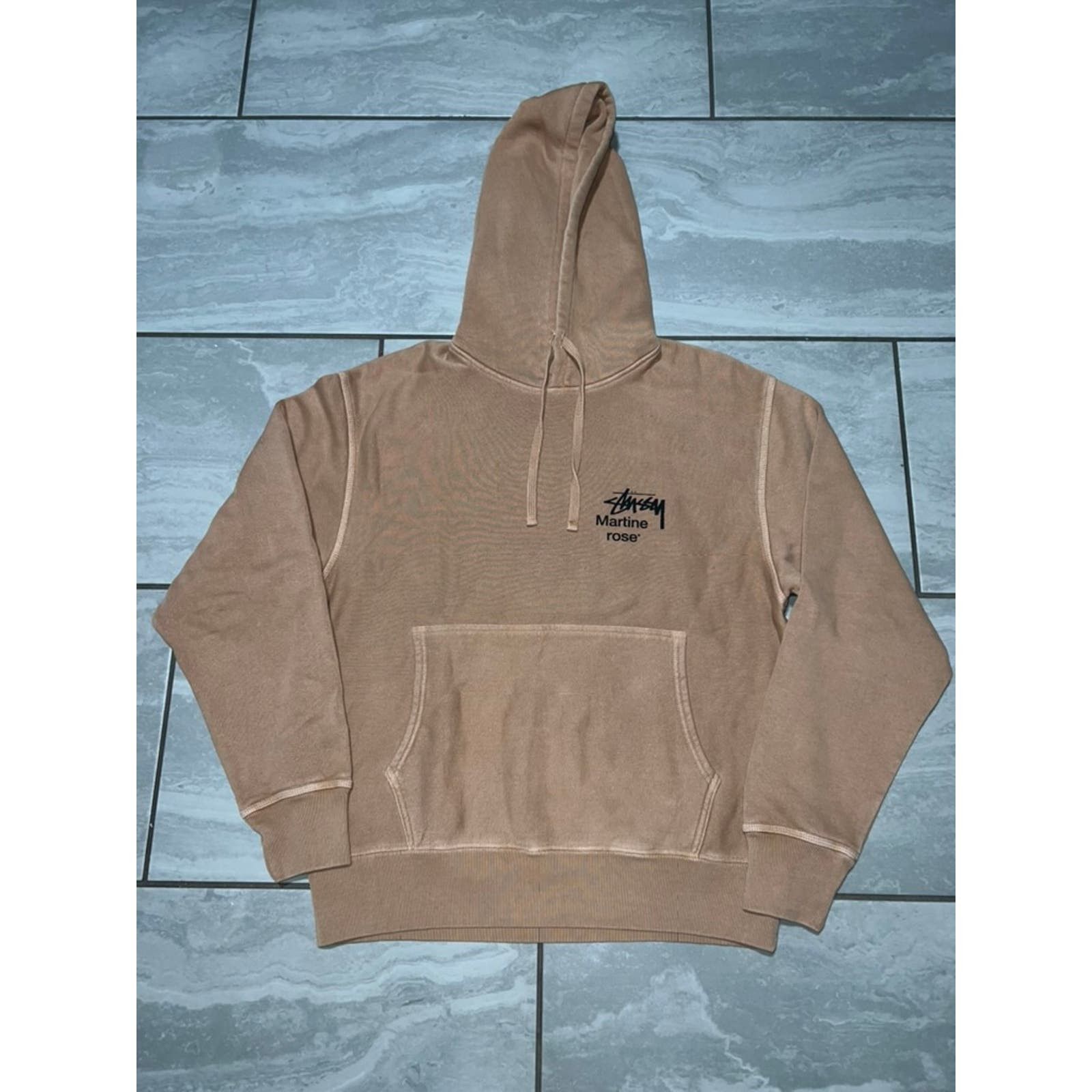 image of Stussy X Martine Rose Collage Pigment Dyed Hoodie Mocha S in Brown, Men's (Size Small)