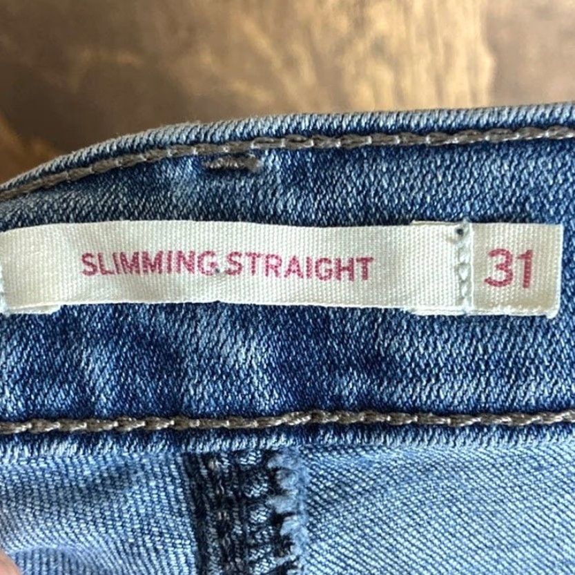 Levi's Signature Levi Strauss Womens Jeans Blue Denim Mid Rise Slim Straight Stretch 31 Size 24" / US 00 / IT 34 - 4 Thumbnail