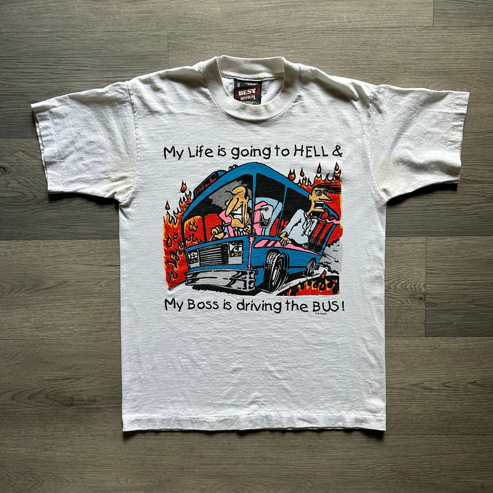 Other Vintage 90s 1995 funny joke Boss Driving the Bus T-Shirt Size US M / EU 48-50 / 2 - 4 Thumbnail