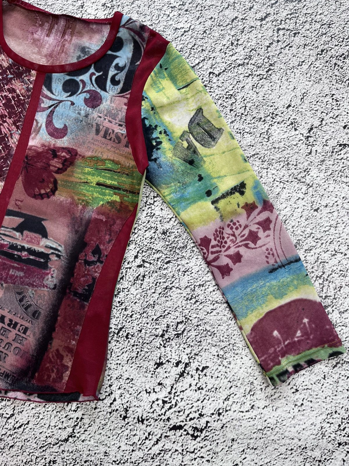 Japanese Brand Vintage JPG vibe mesh art collage renaissance top Size M / US 6-8 / IT 42-44 - 4 Thumbnail