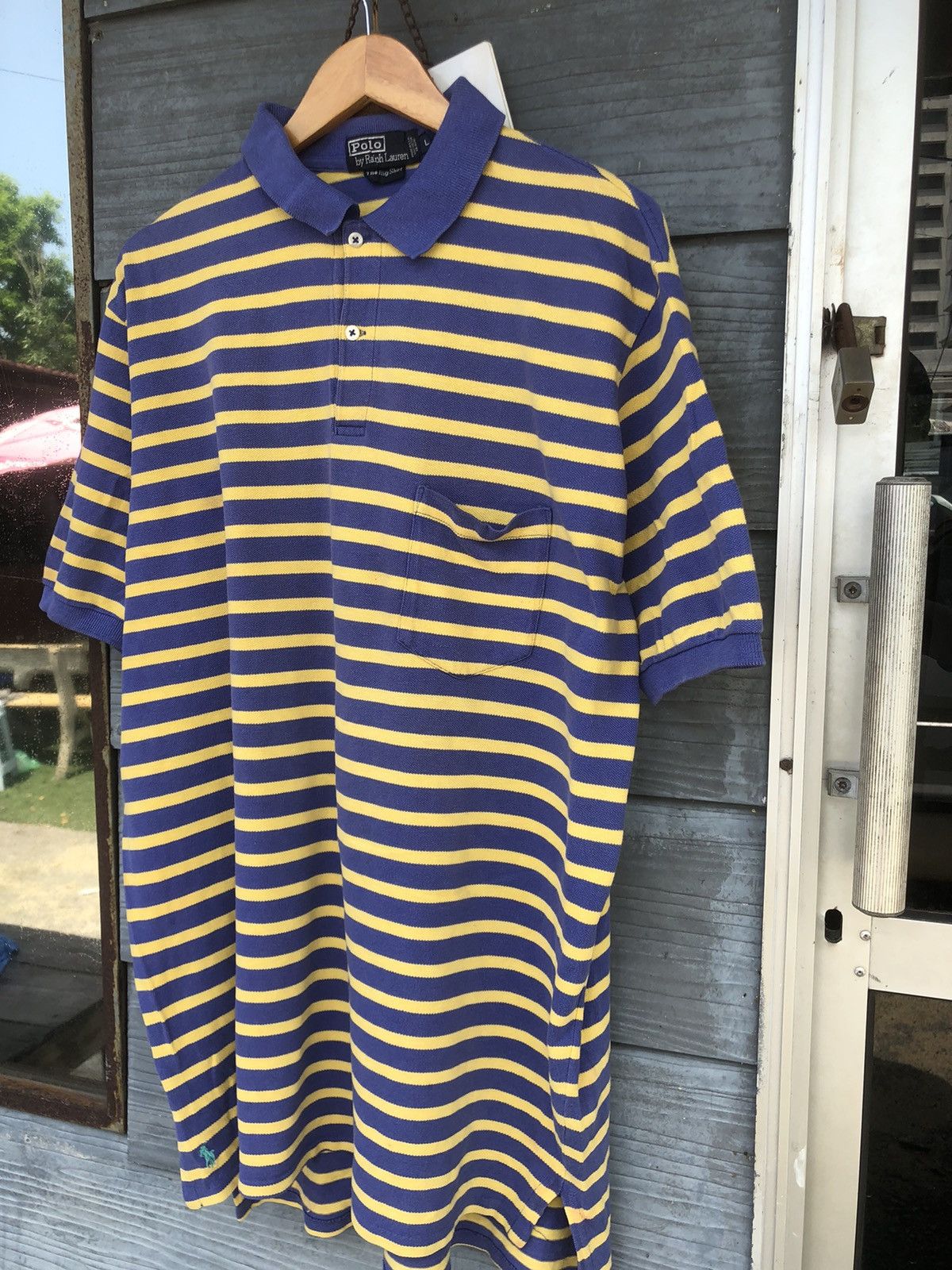 Polo Ralph Lauren Vintage Polo Ralph Lauren Stripe Single Pocket Polo Shirt Size US XL / EU 56 / 4 - 2 Thumbnail