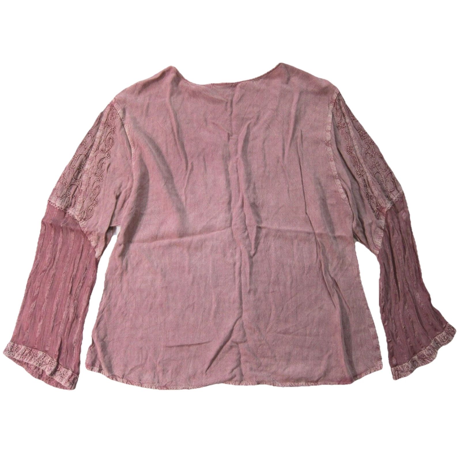 Pinko Noelle Pink Embroidered Lace Long Sleeve Tunic Blouse 2XL Womens Peasant Rayon XXL Size XXL / US 16-18 / IT 52-54 - 2 Thumbnail