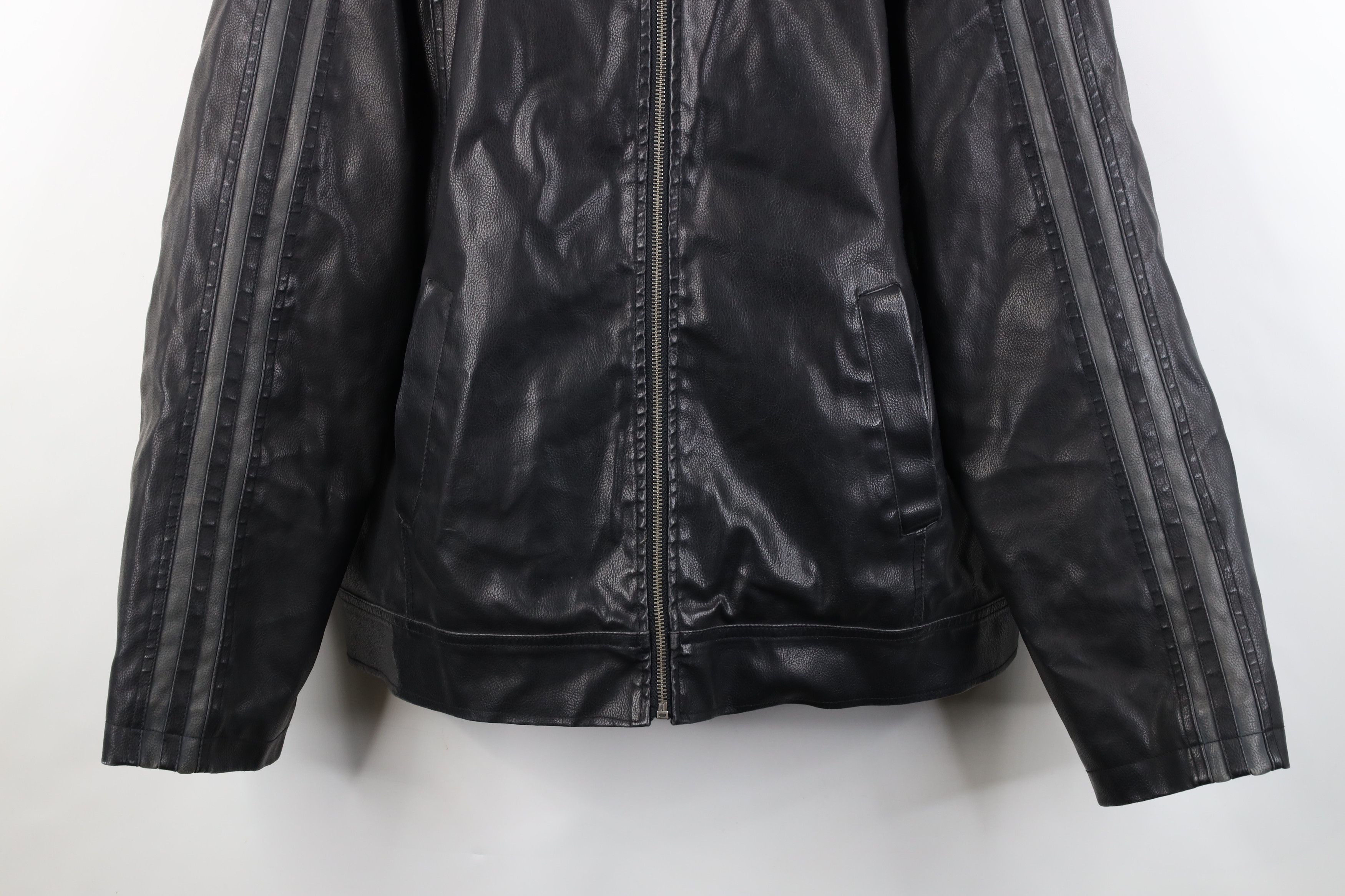 Vintage Vintage 90s Y2K Streetwear Hooded Leather Jacket Black Size US XL / EU 56 / 4 - 3 Thumbnail