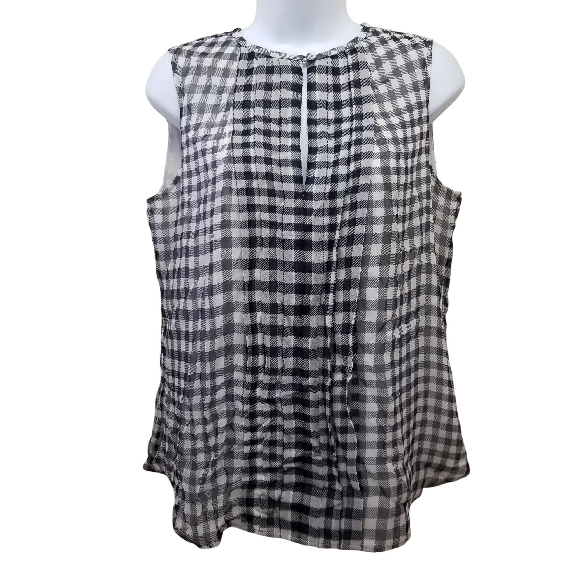 J.Crew J Crew 6 Blue White Plaid Check Sleeveless Top Ruffles Silk Size M / US 6-8 / IT 42-44 - 2 Thumbnail