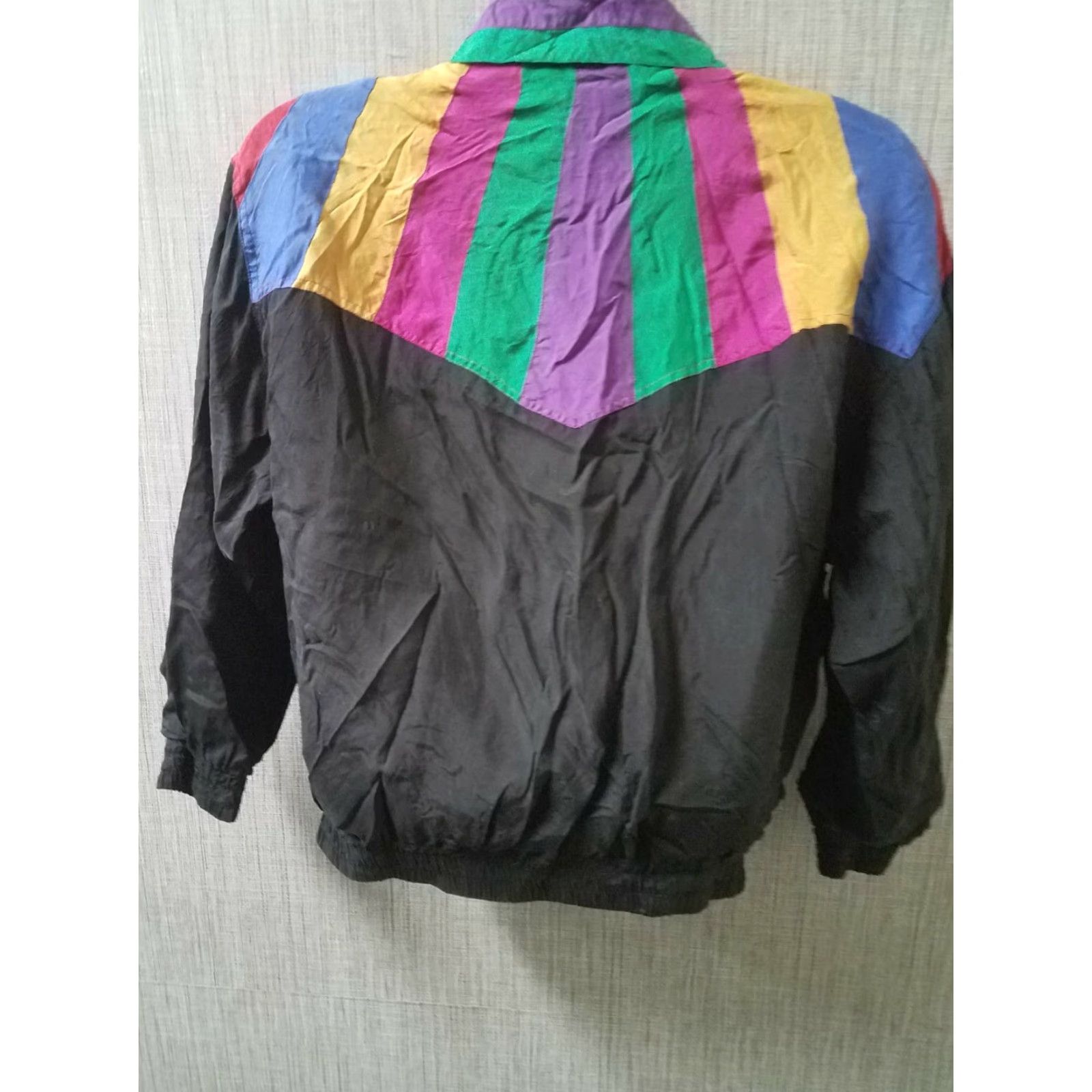 Express VINTAGE Express 100% Silk Windbreaker Jacket Womens M Black 80s Details Slik Hundred% Slk? Size M / US 6-8 / IT 42-44 - 4 Thumbnail