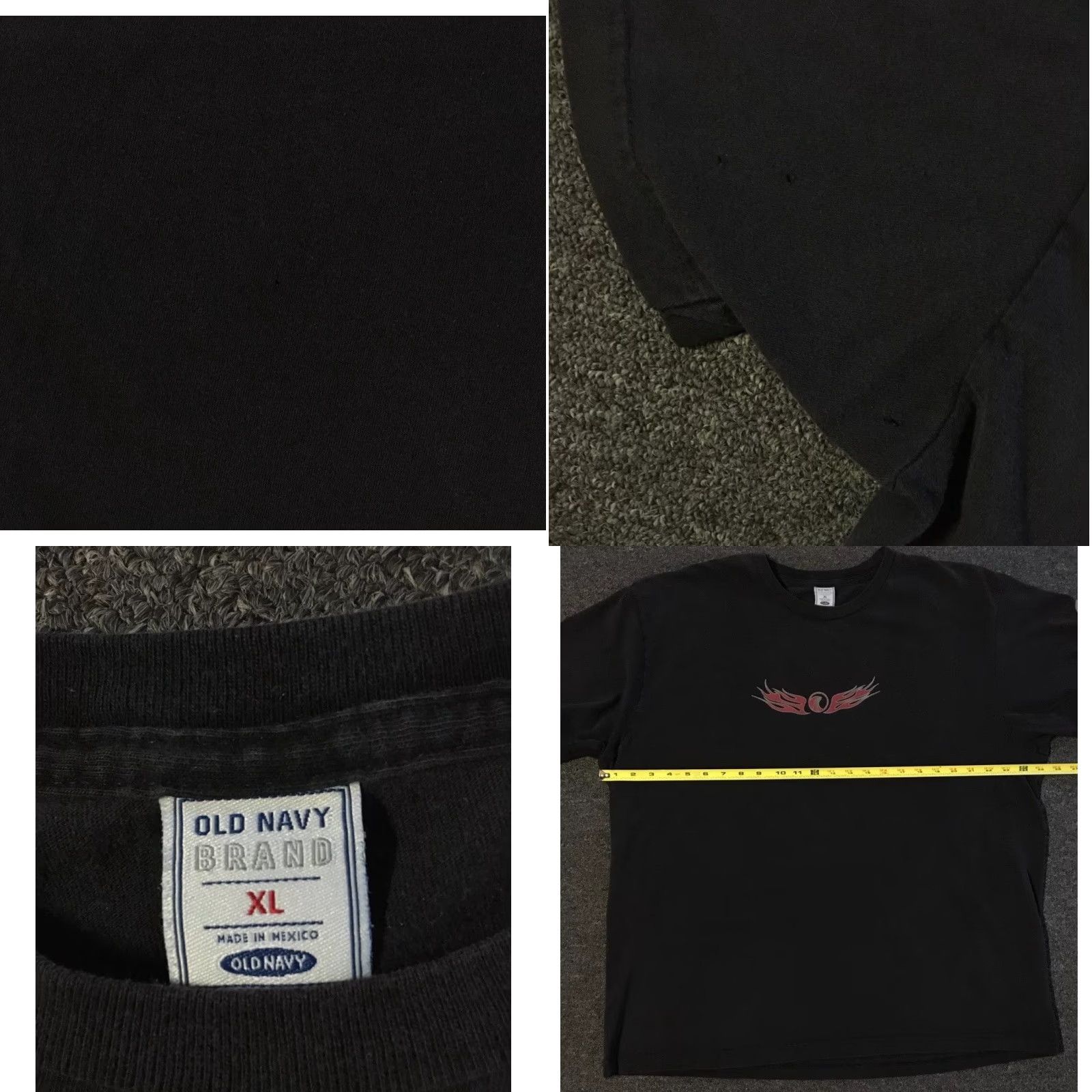 JNCO VINTAGE Old Navy Tribal Flames Faded Shirt XL Black Mens T-Shirt 80s 90s Grunge Skate Motorcycle Rock Punk Retro Distressed Skein Size US XL / EU 56 / 4 - 9 Thumbnail