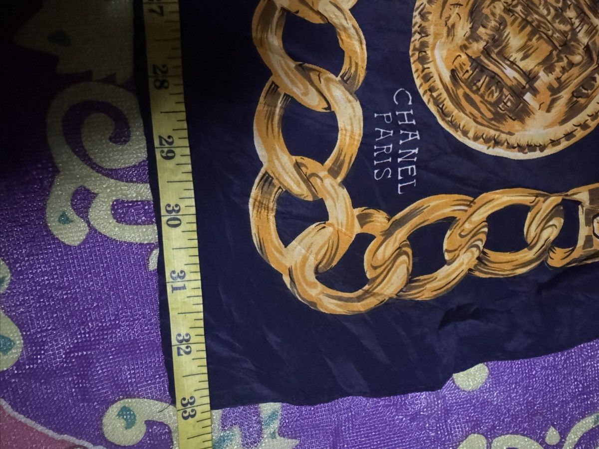 Chanel Authentic CHANEL navy gold slik scarf Size 34 - 12 Thumbnail