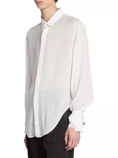 Saint Laurent Paris o1bcso1str1124 Shirt in Striped Silk in White Size US L / EU 52-54 / 3 - 5 Thumbnail
