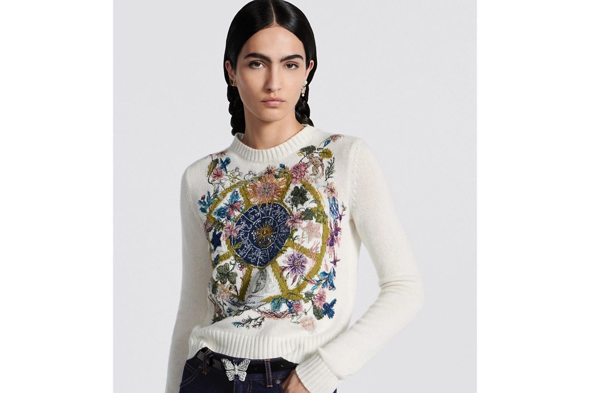 Dior o1bcso1str0225 Embroidered Sweater in White Size S / US 4 / IT 40 - 8 Thumbnail