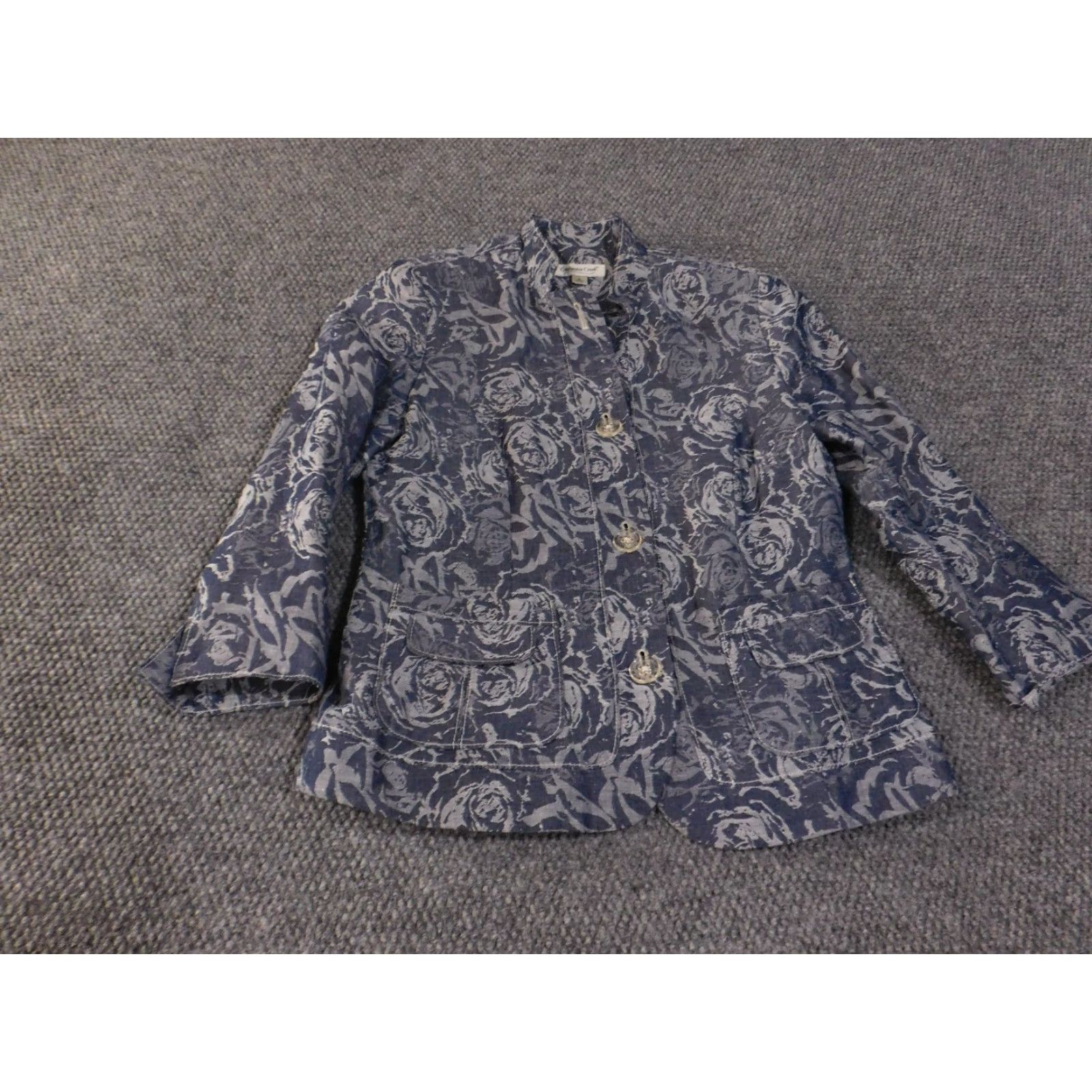Coldwater Creek Coldwater Creek Blazer Womens 6 Blue Floral Linen Blend Button Front Jacket Size M / US 6-8 / IT 42-44 - 4 Thumbnail