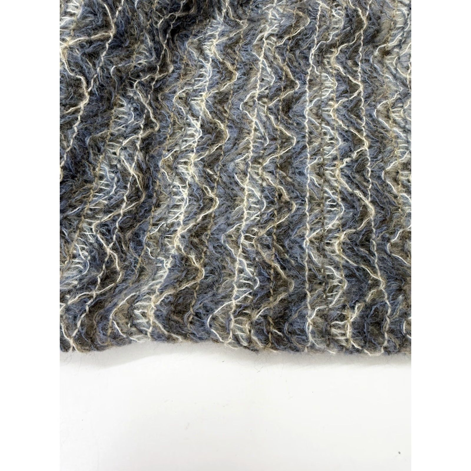 Vintage Filatess Womens Scarf Knit Blue Brown Green Fringe Made in Italy Size ONE SIZE - 2 Thumbnail