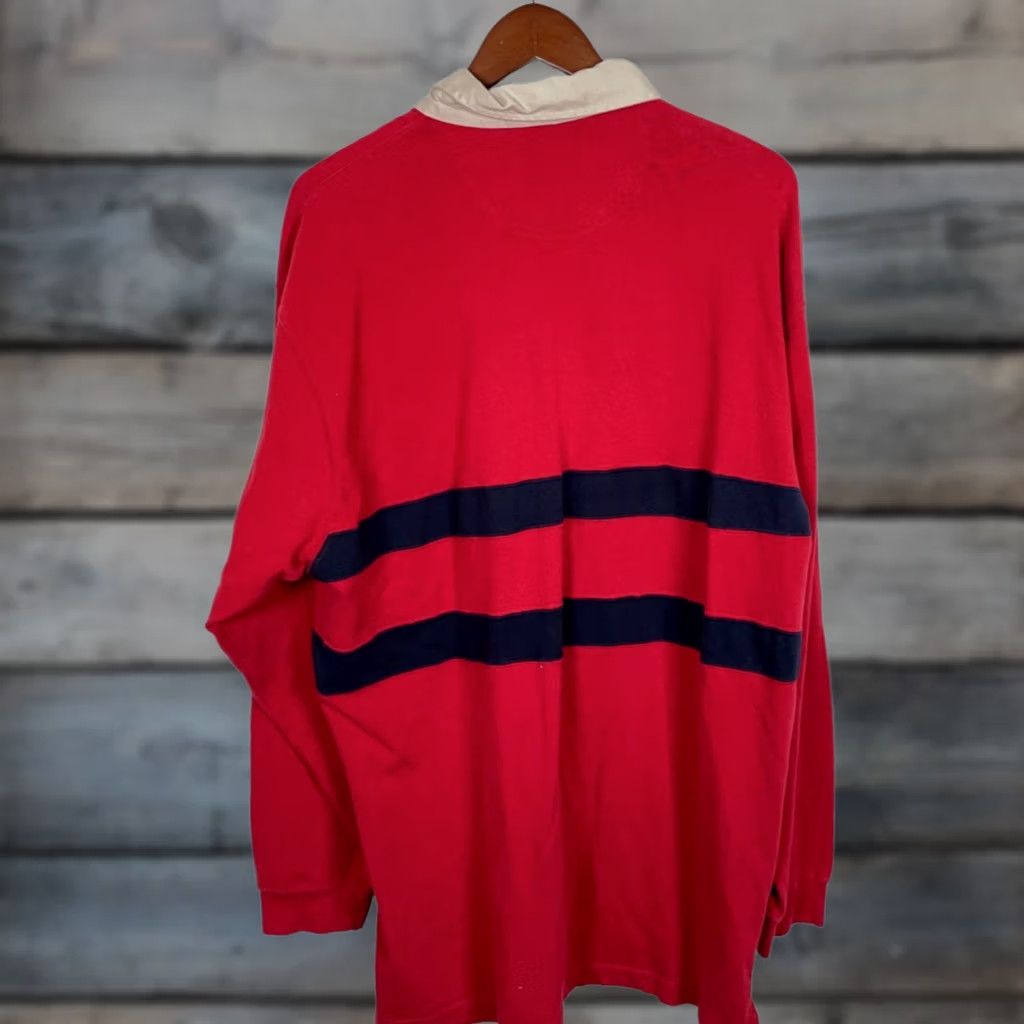Arrow VINTAGE Arrow Rugby Polo Shirt Men XL Red Dark Blue Stripe Preppy Retro Khaki's Tag Polo Shirt Mens XL Red Dark Blue Stripe Retro 90s Cardigans? Size US XL / EU 56 / 4 - 1 Thumbnail