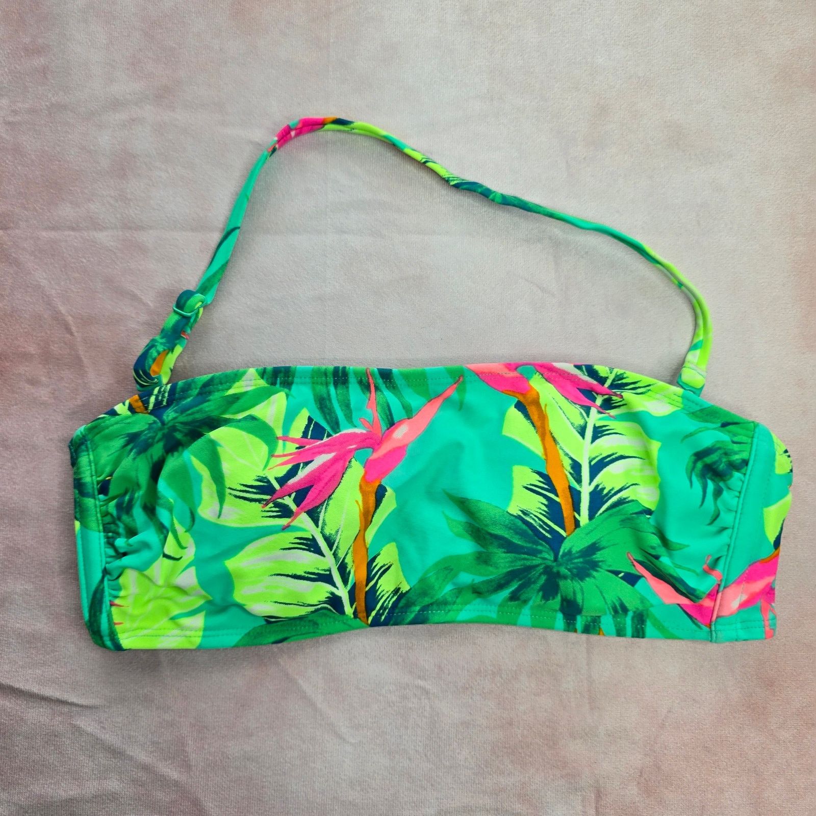 Other Xhilaration Green Tropical Floral String Hook Bikini Top M Size ONE SIZE - 4 Thumbnail