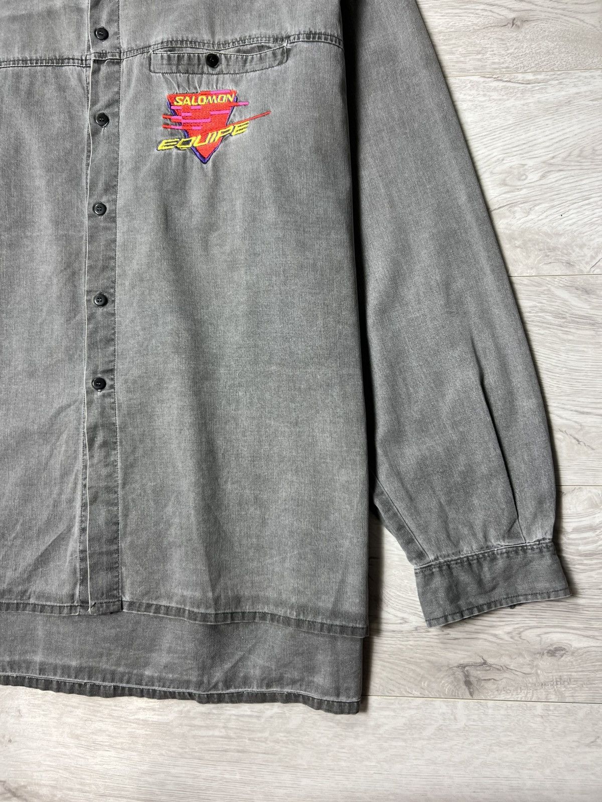 Salomon Vintage Equipe by Salomon Button Shirt Faded Grey Overshirt Size US L / EU 52-54 / 3 - 10 Thumbnail