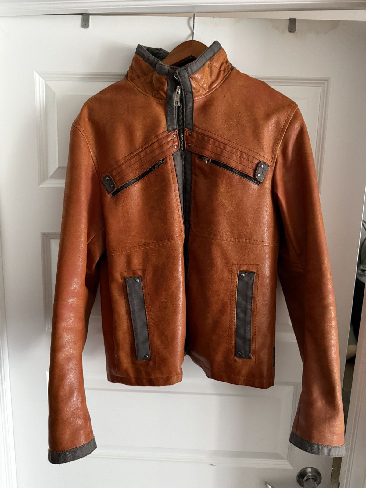 Armani 2000s armani jeans vegan leather riding jacket Size US L / EU 52-54 / 3 - 1 Thumbnail