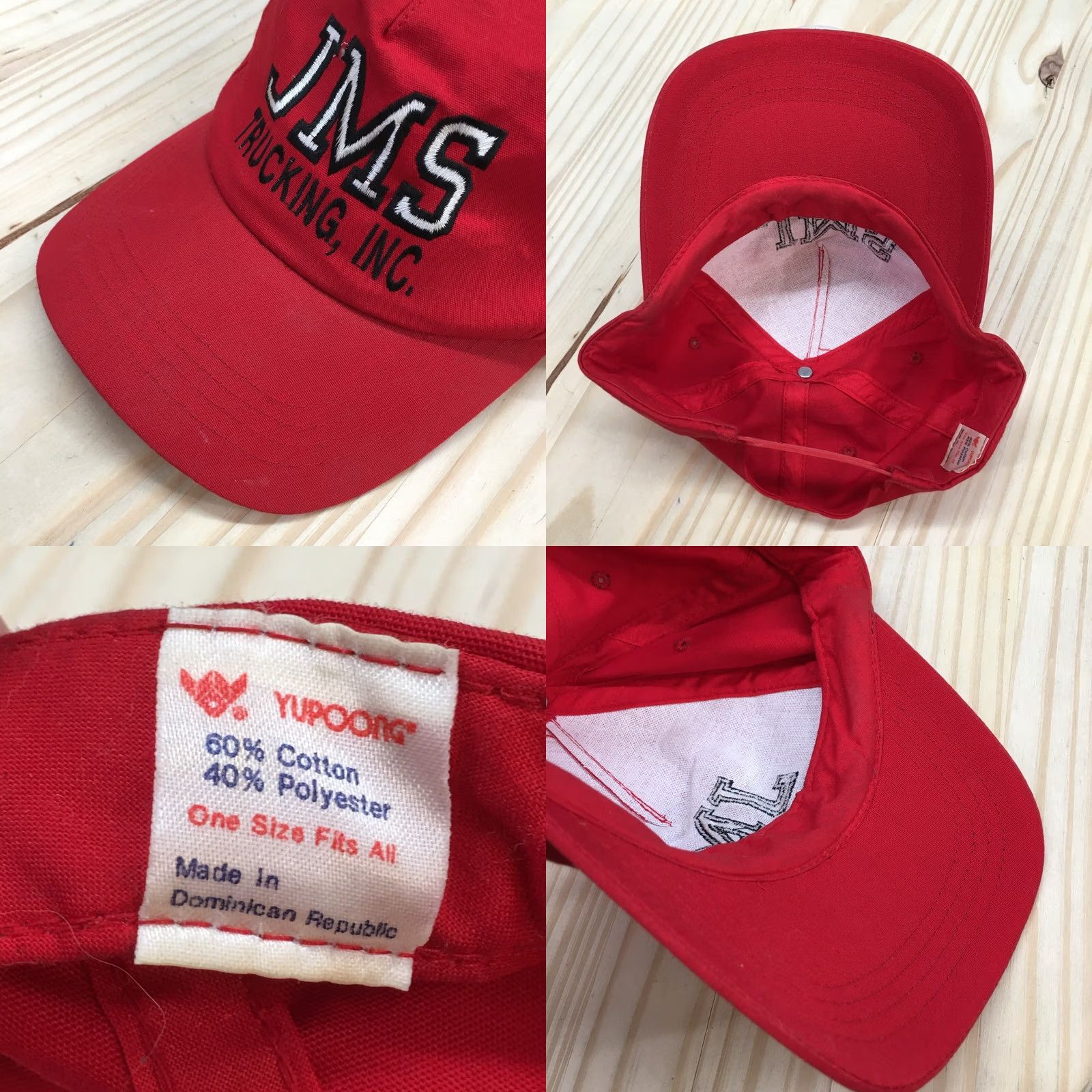 Vintage JMS Trucking INC Baseball Cap Hat Mens One Size Fits All Red Adjustable Yupoong Size ONE SIZE - 8 Thumbnail