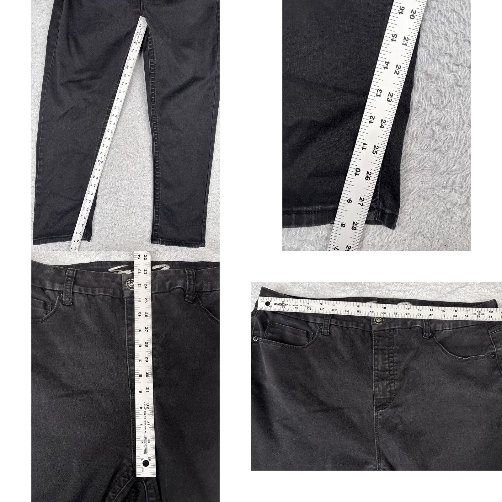 Vintage Seven7 Jeans Skinny Fit Womens 40x29 Black Denim Five Pocket Zip Plus Size 5-Pocket Design Charcoal Wash Denim Pants Stretch Size 42" / US 20 - 8 Thumbnail