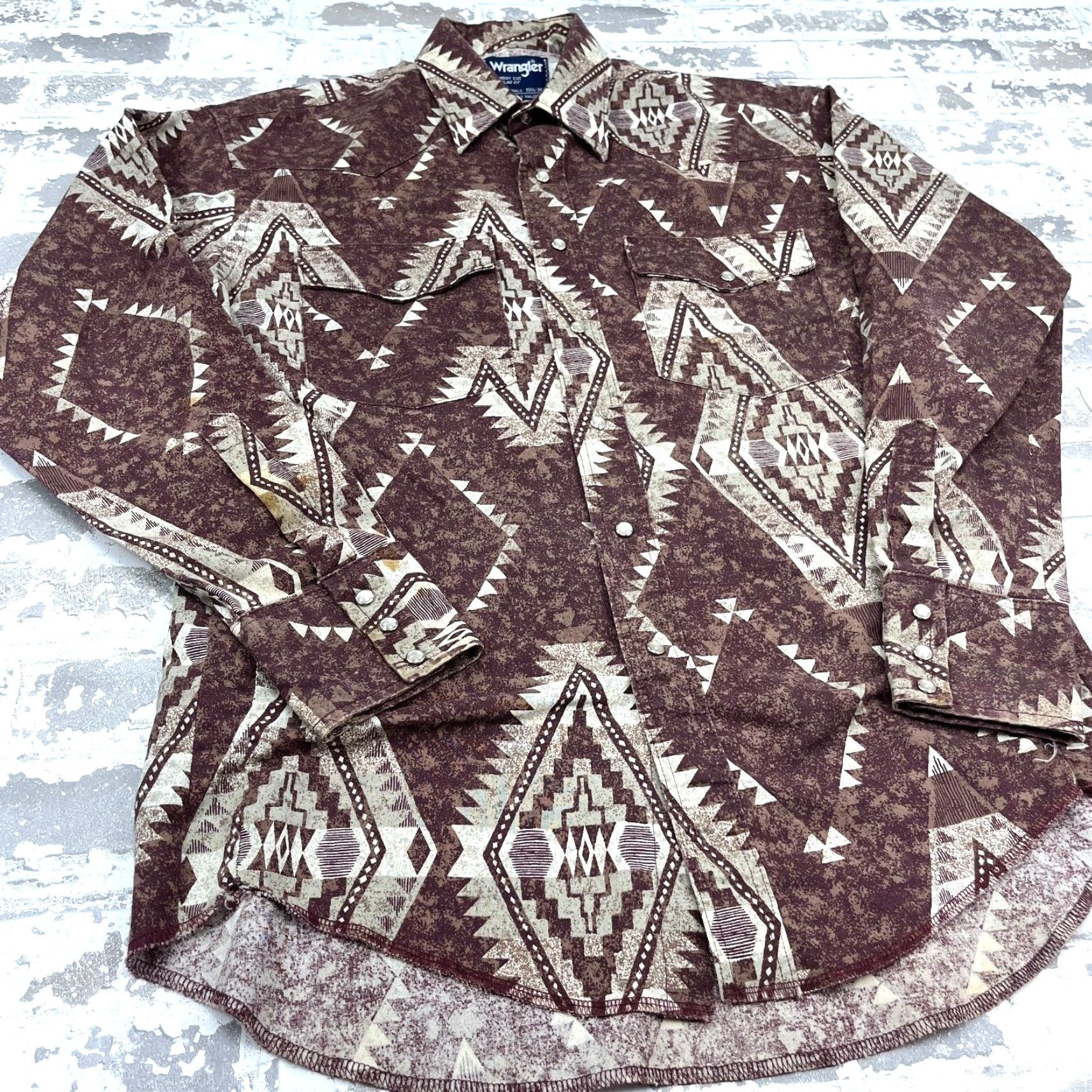 Wrangler VINTAGE Wrangler Western Shirt Brown 15.5 Snap Button-Up Regular Fit Casual Cowboy M Size US M / EU 48-50 / 2 - 7 Thumbnail