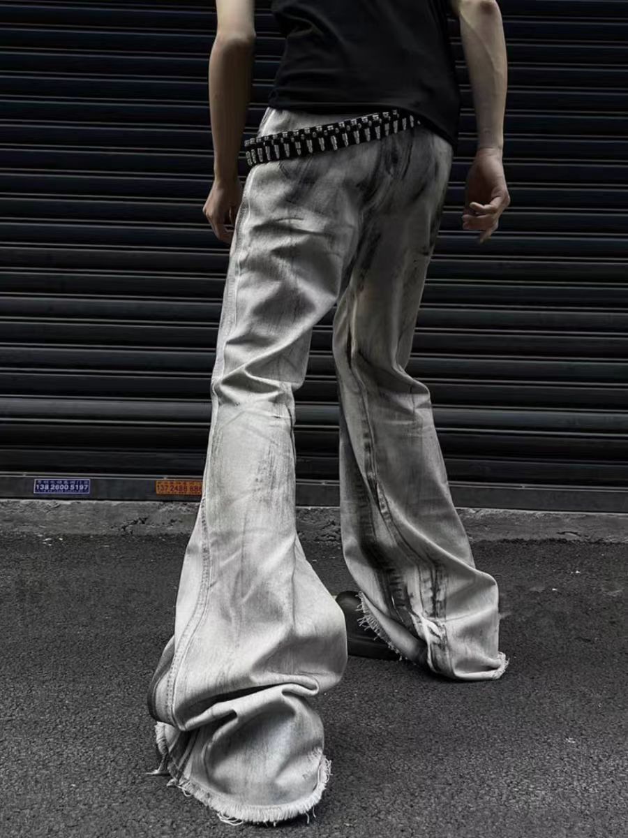Japanese Brand Street vintage dirty white graffiti baggy jeans Size US 34 / EU 50 - 3 Thumbnail